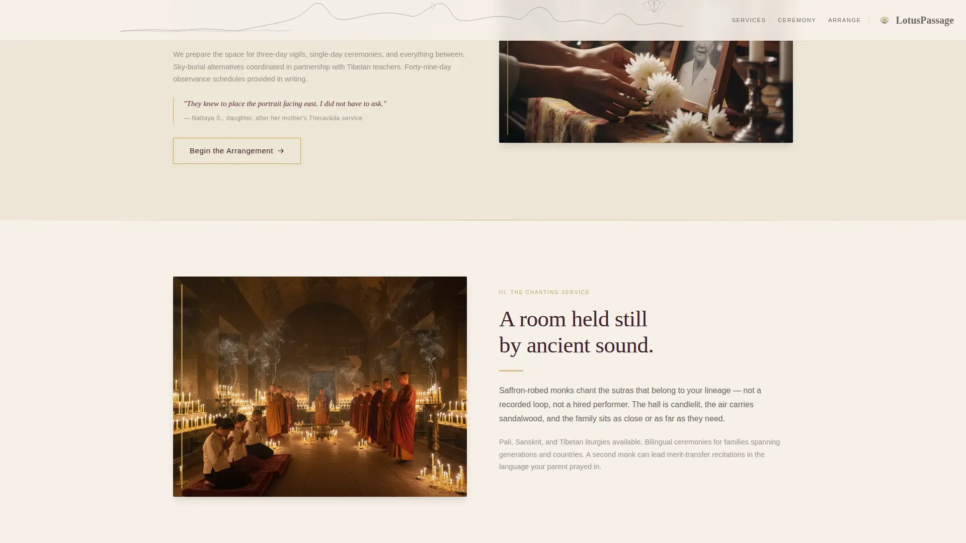 Dignified Funeral Service Landing Page Template