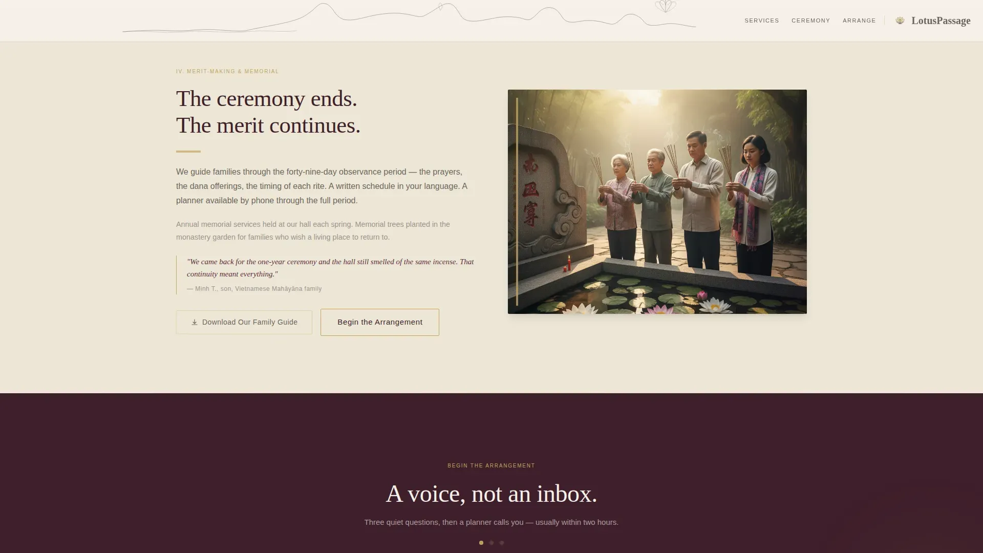Dignified Funeral Service Landing Page Template