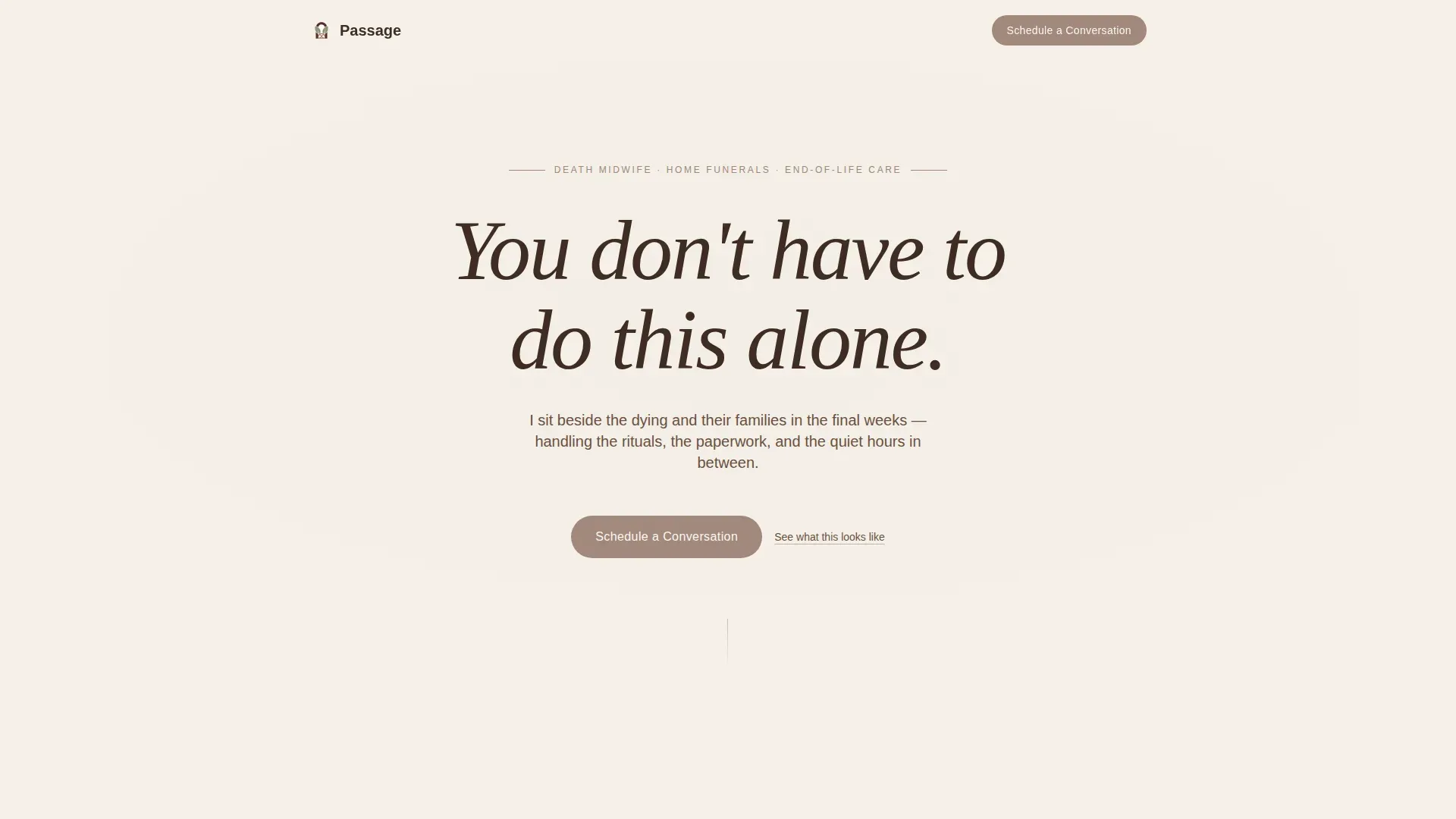 Death Midwife Service Landing Page Template