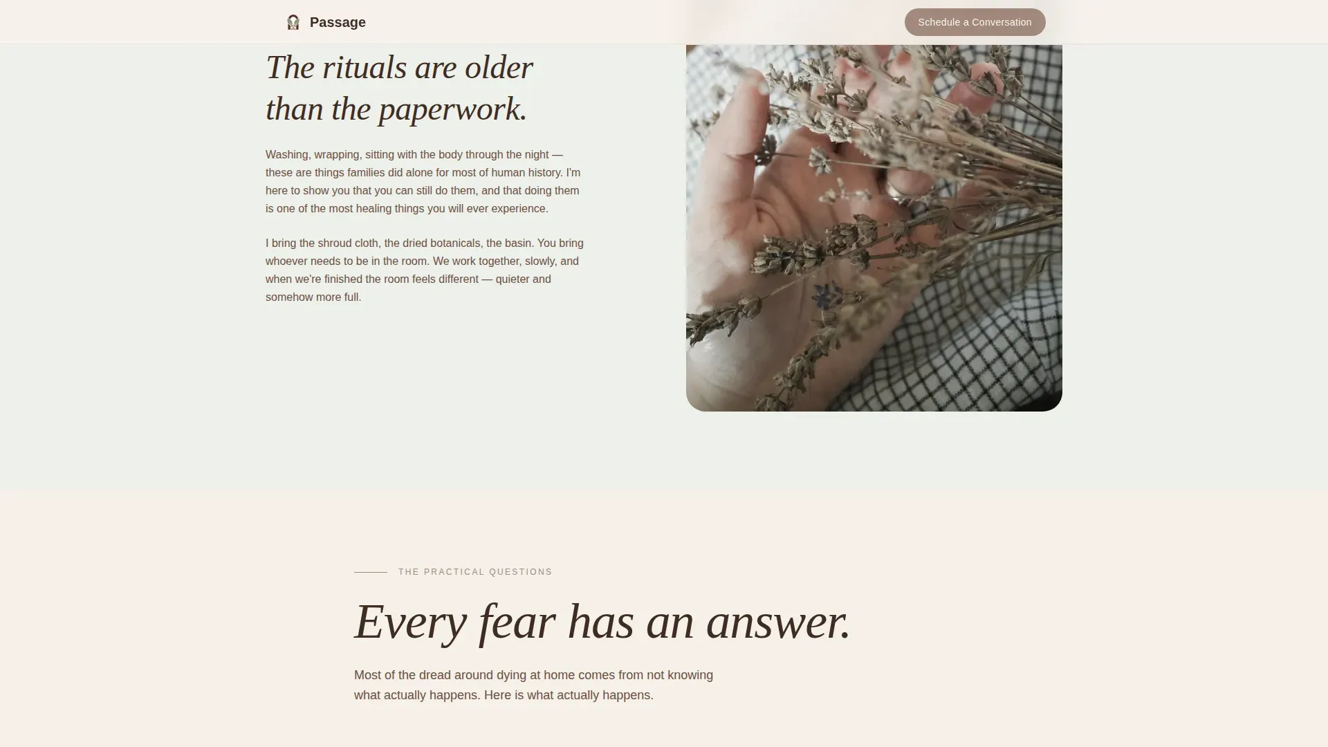 Death Midwife Service Landing Page Template