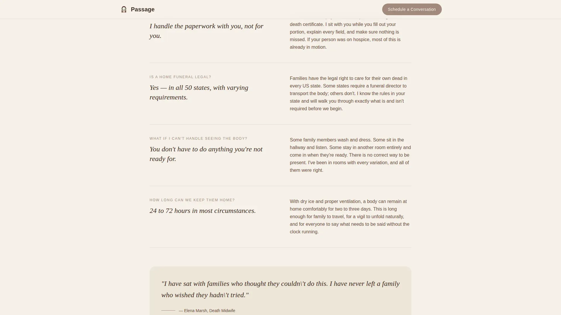Death Midwife Service Landing Page Template