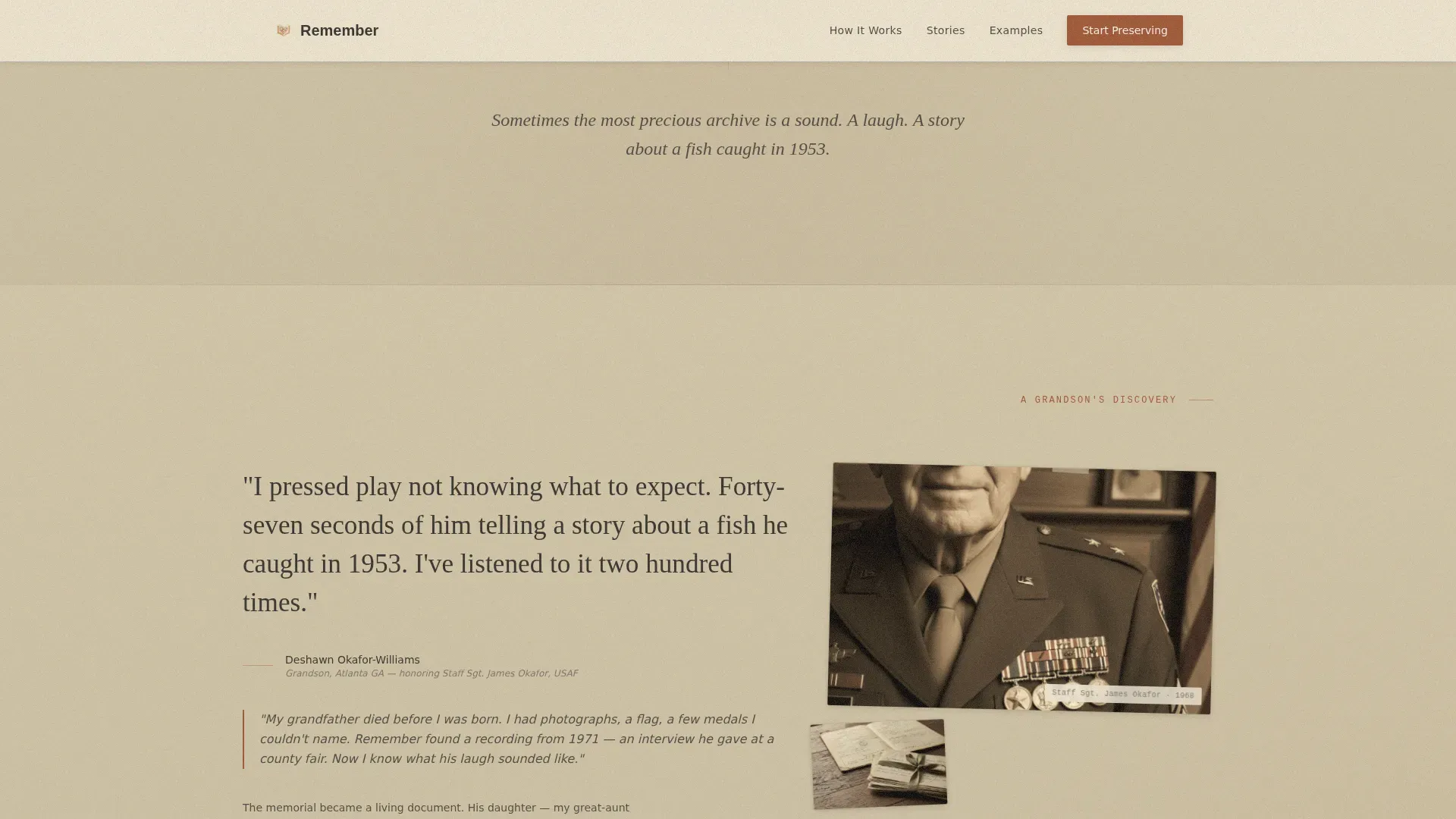 Heartfelt Digital Memorial Preservation Landing Page