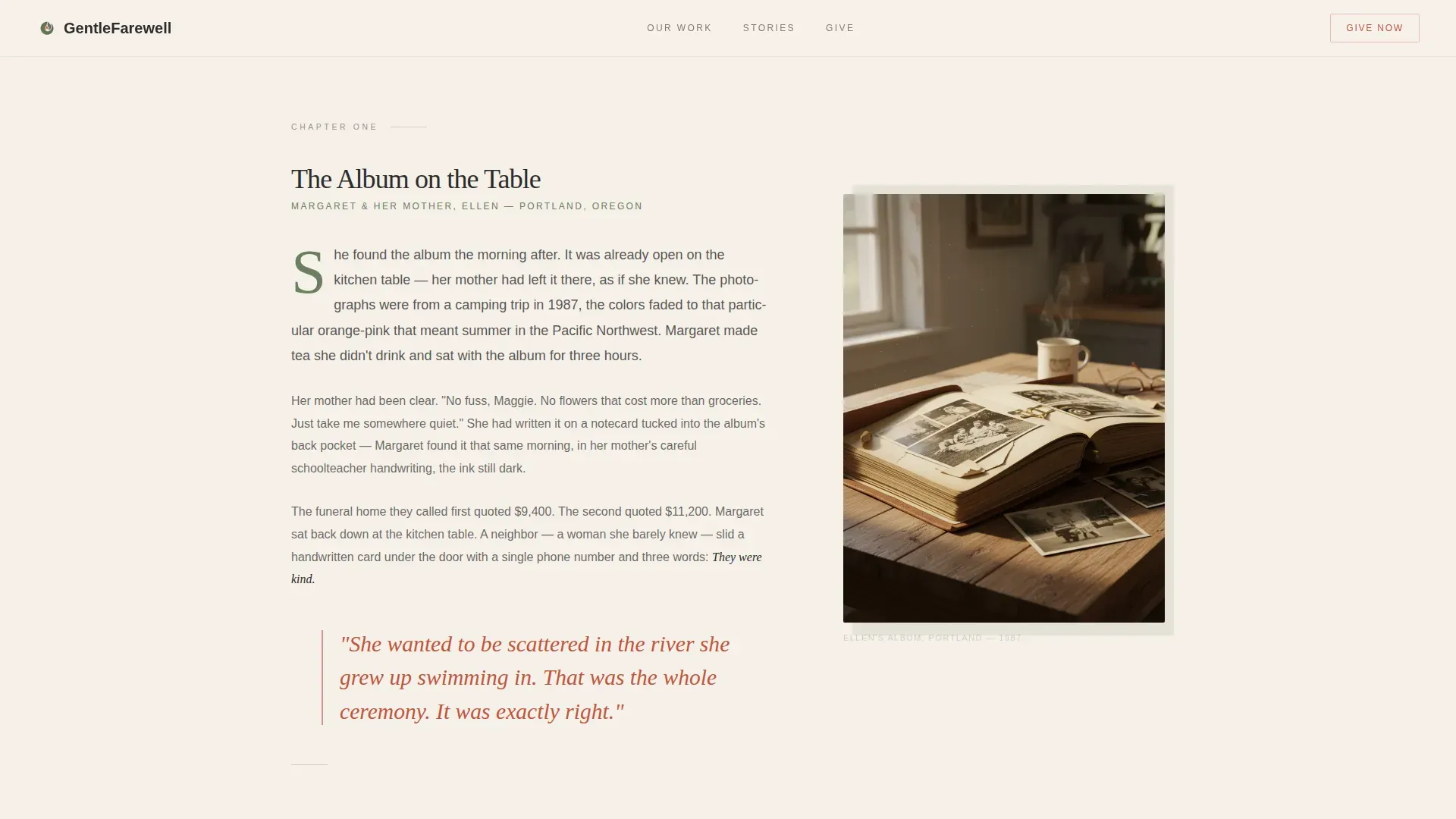 Heritage Story Direct Cremation Landing Page Template