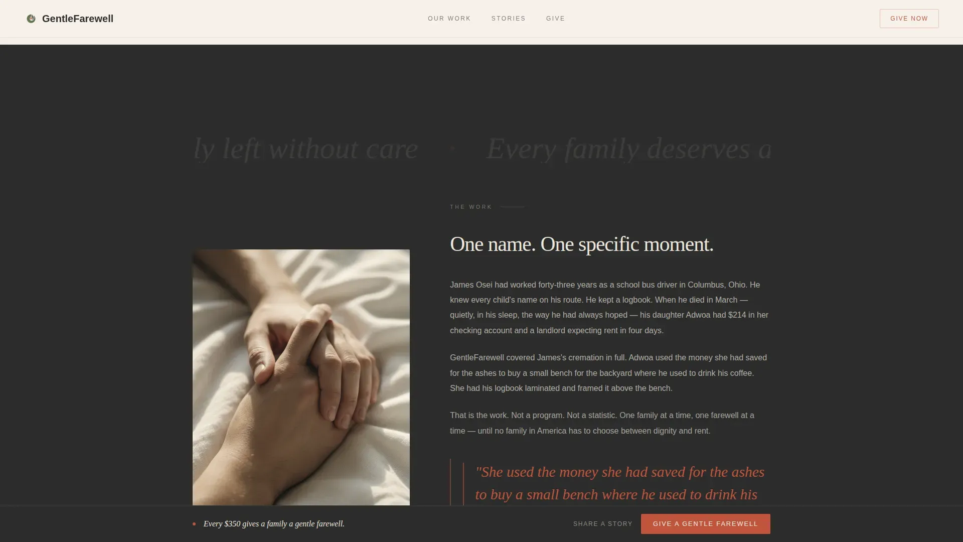 Heritage Story Direct Cremation Landing Page Template