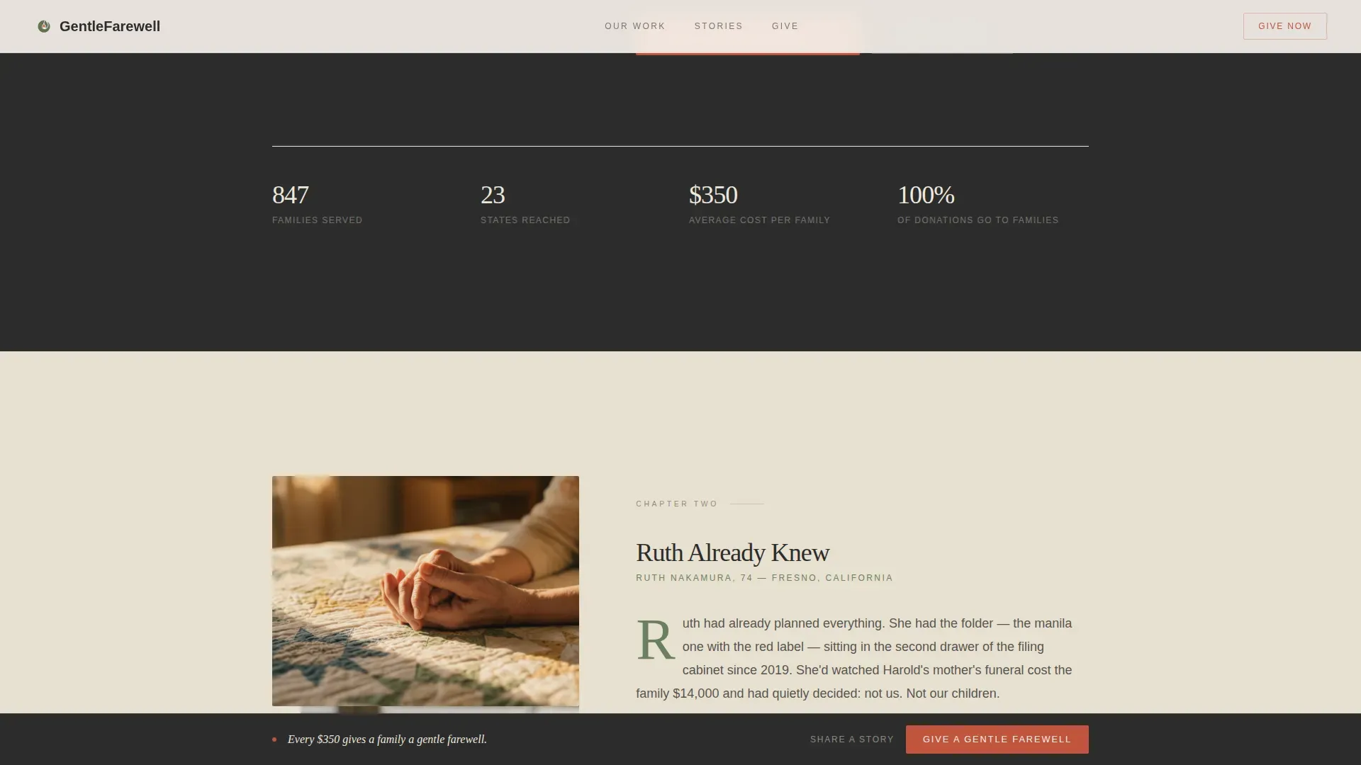 Heritage Story Direct Cremation Landing Page Template