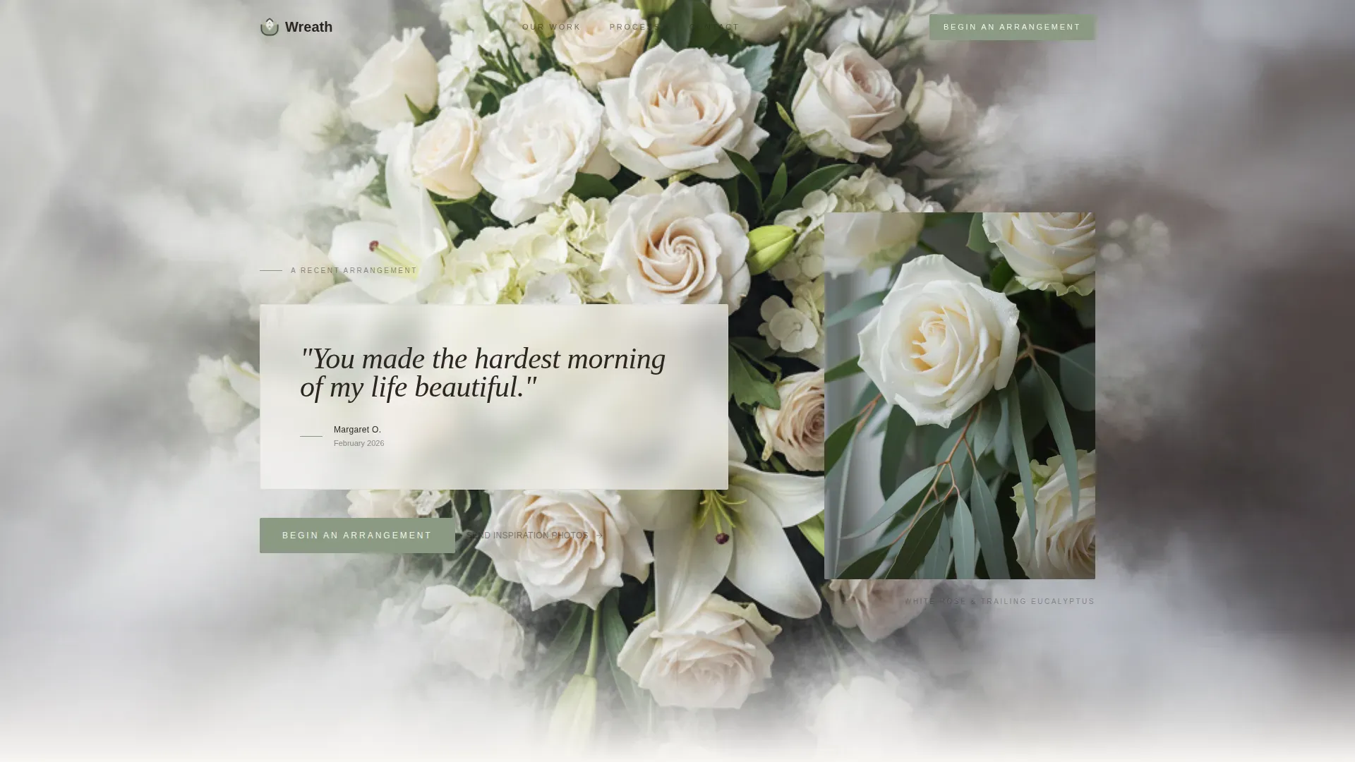 Luxe Minimal Funeral Flower Arrangement Landing Page