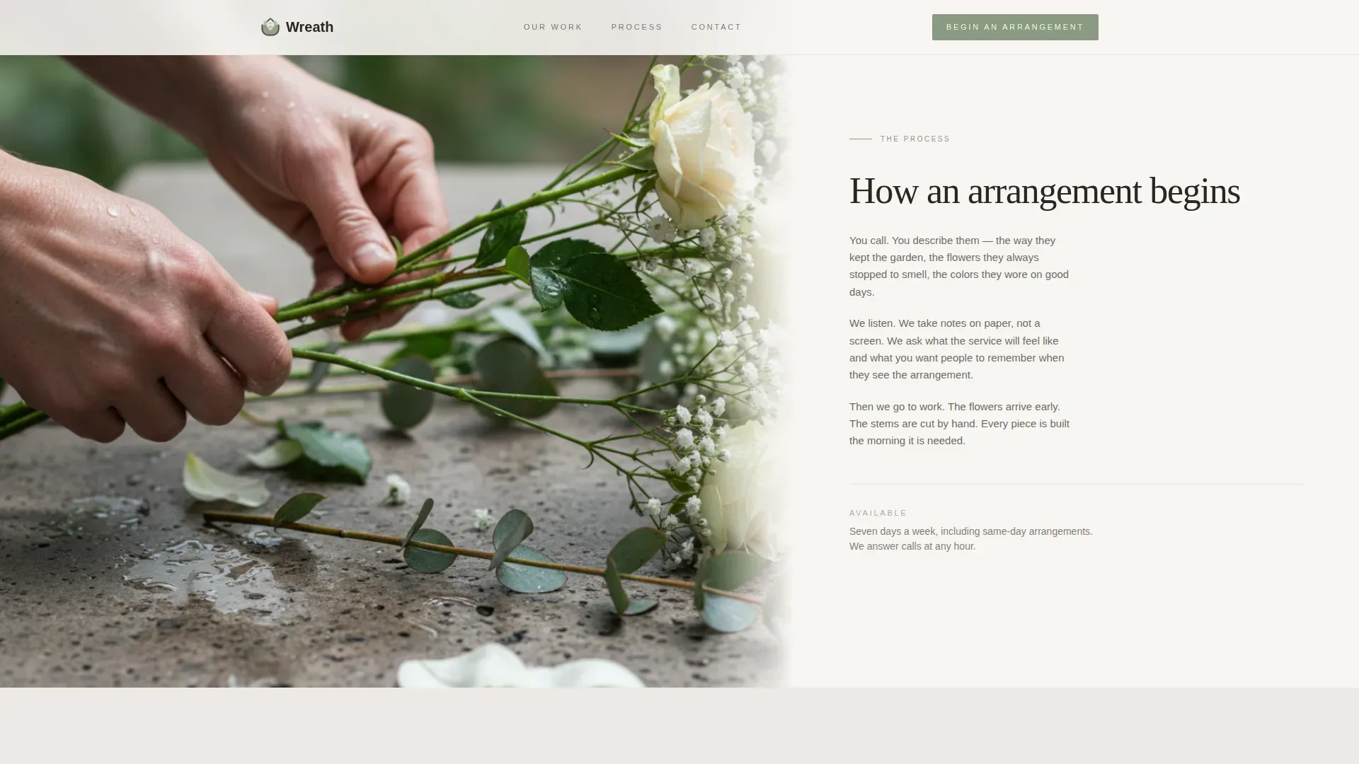 Luxe Minimal Funeral Flower Arrangement Landing Page