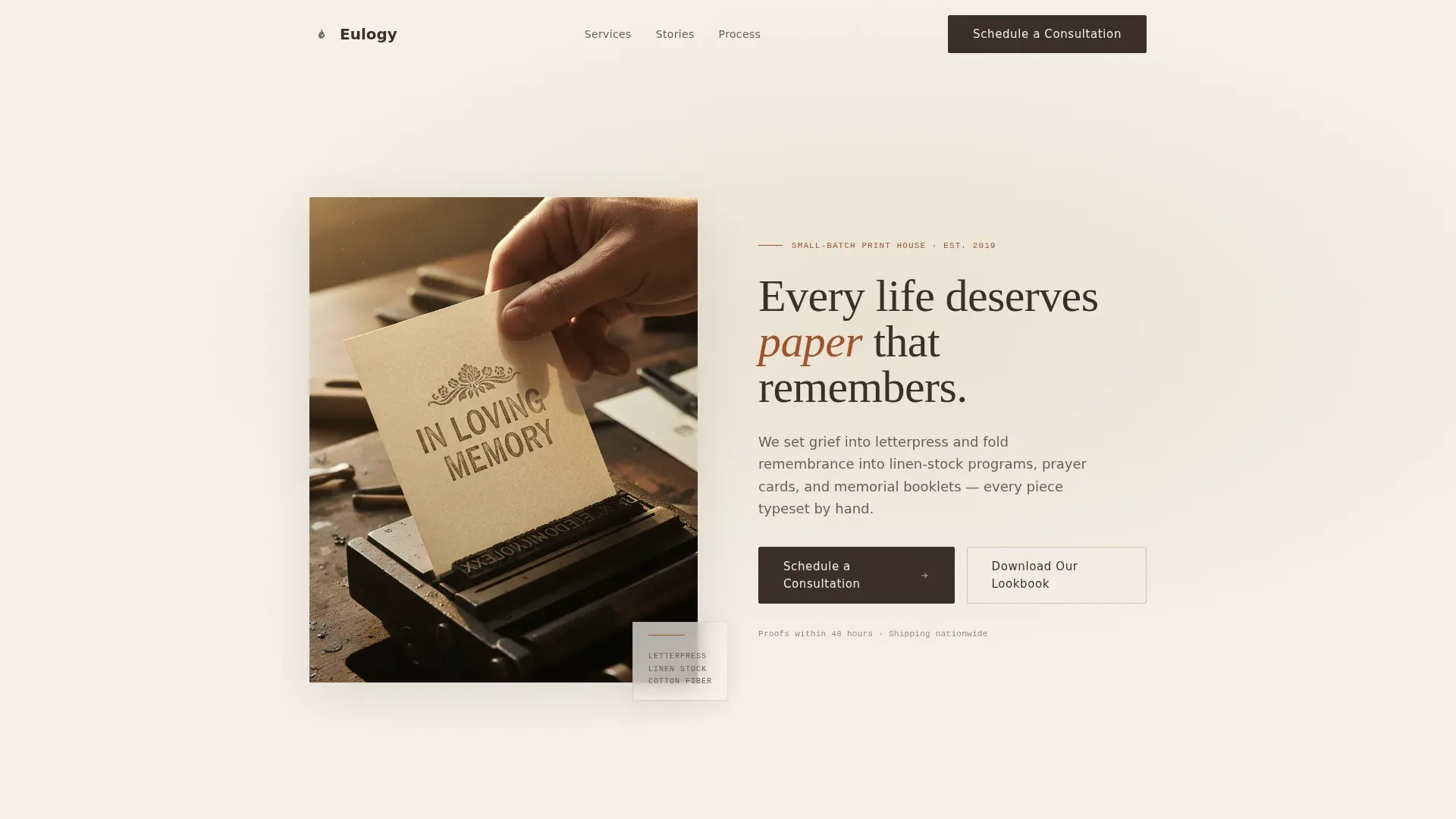 Memorial Stationery Landing Page Template