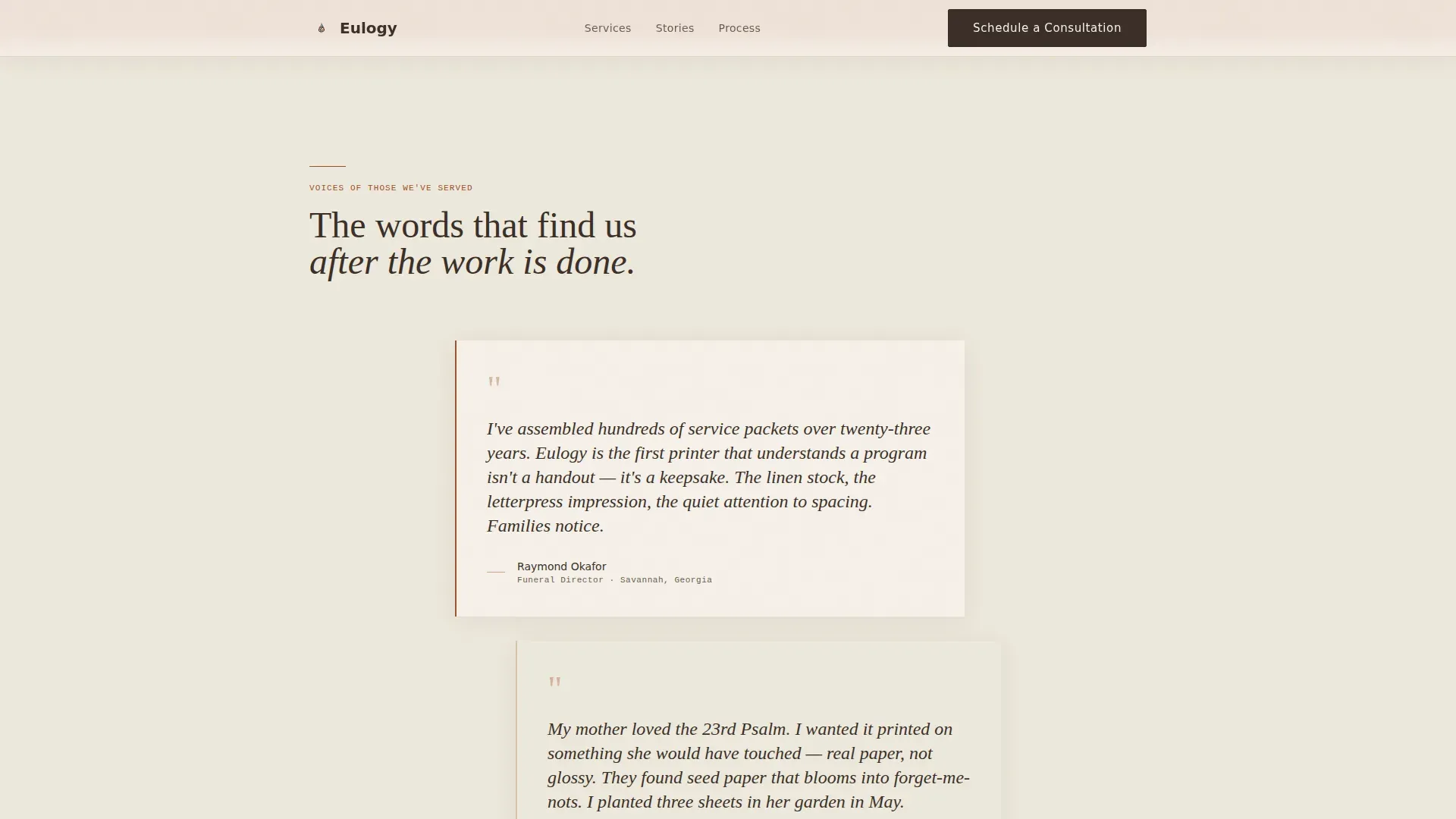 Memorial Stationery Landing Page Template