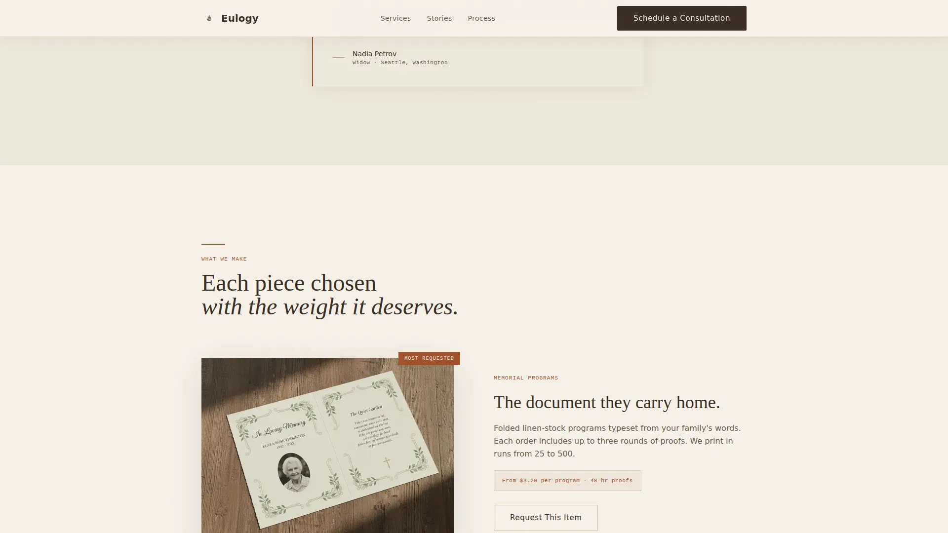 Memorial Stationery Landing Page Template