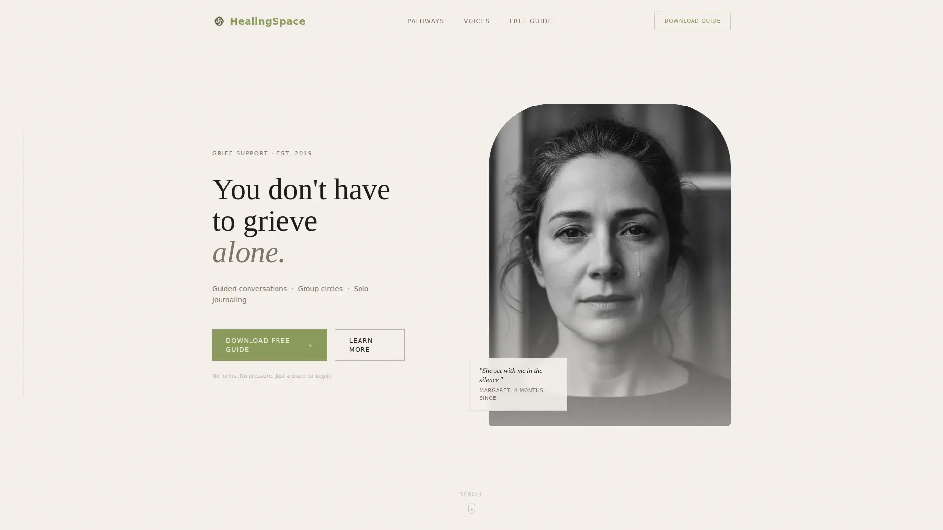 Healing Space Grief Support Landing Page Template