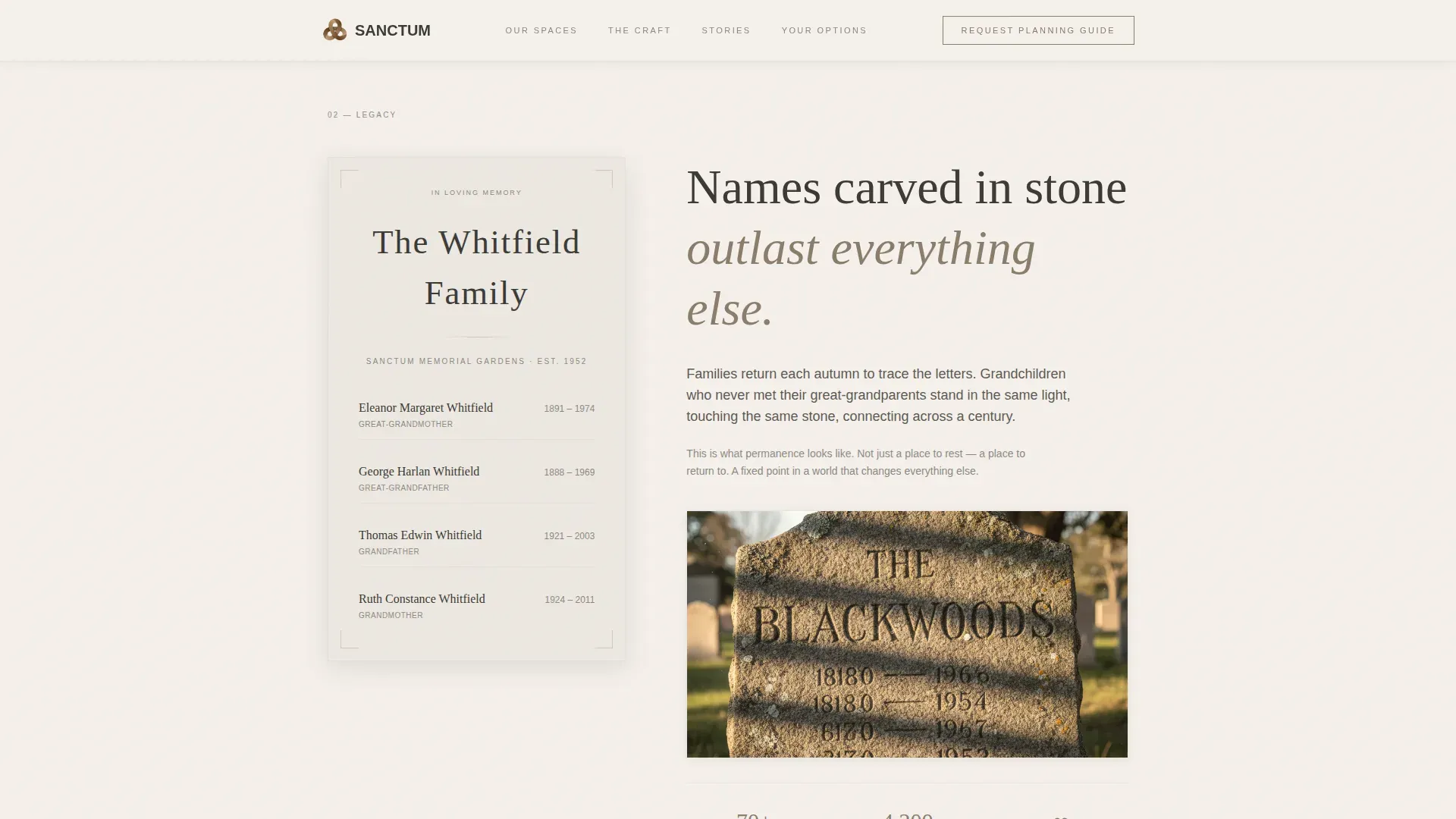 Heritage Memorial Planning Landing Page Template