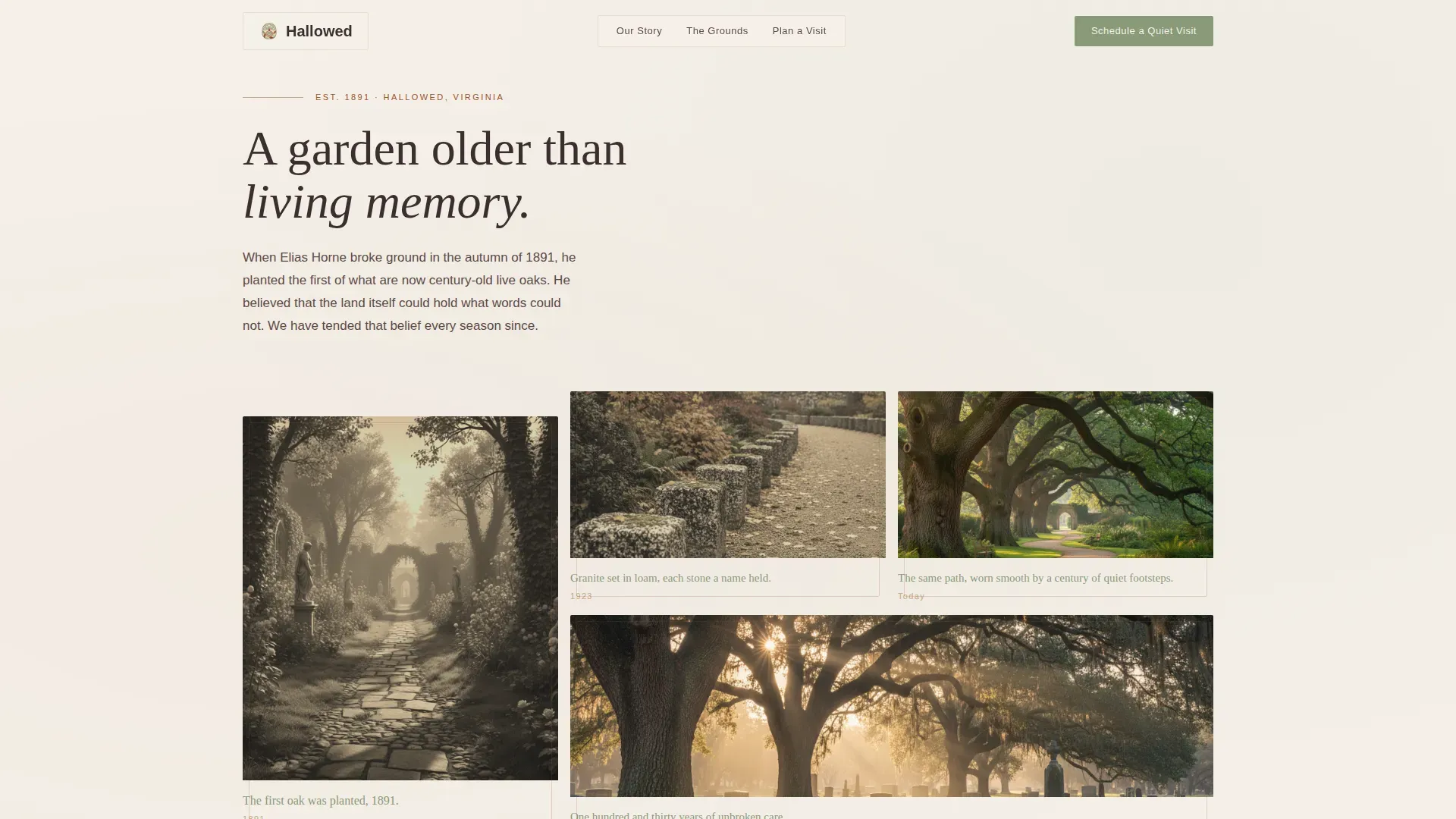 Serene Memorial Garden Landing Page Template