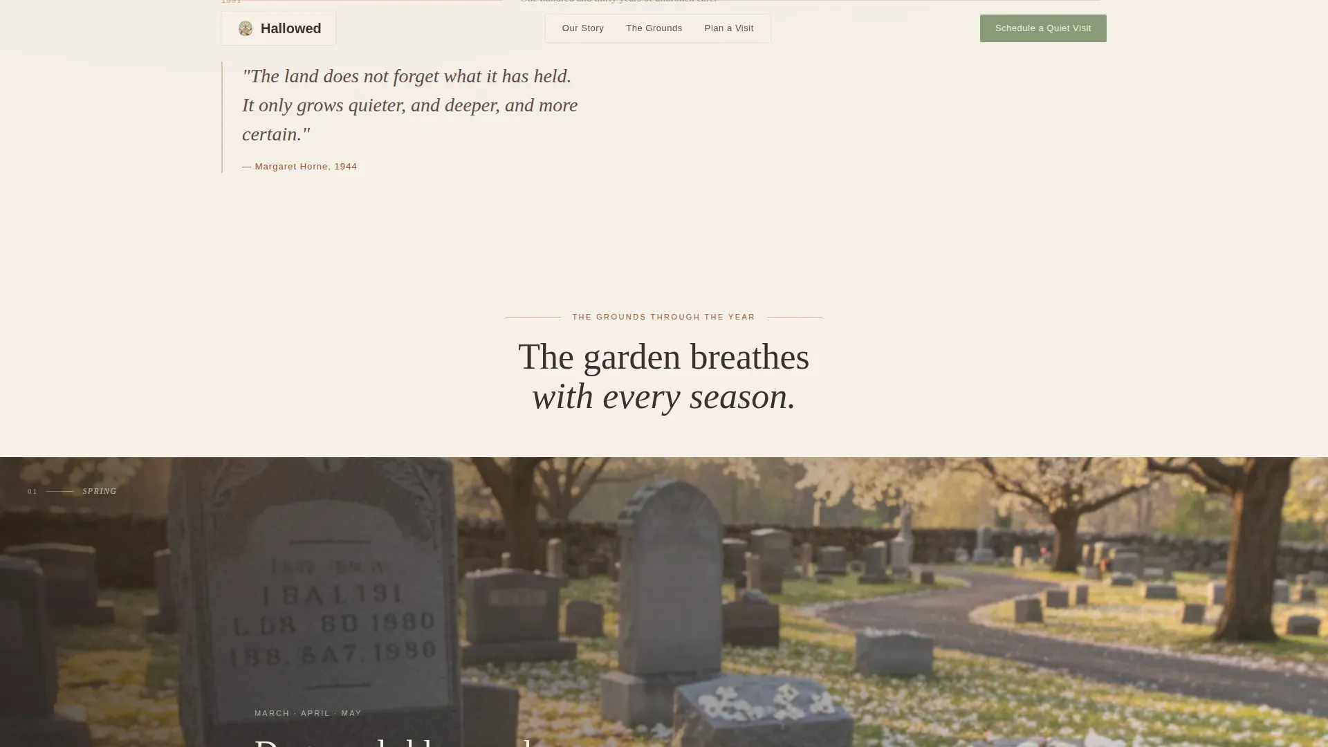 Serene Memorial Garden Landing Page Template