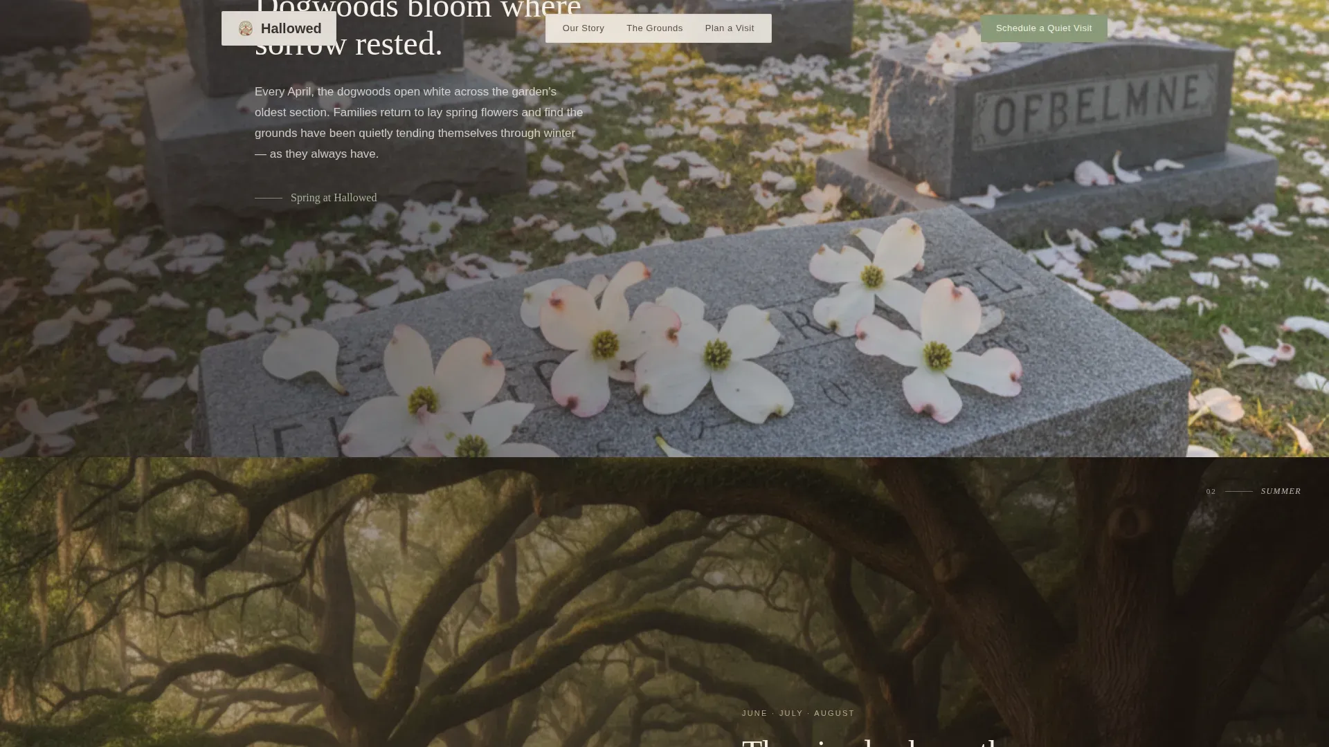 Serene Memorial Garden Landing Page Template