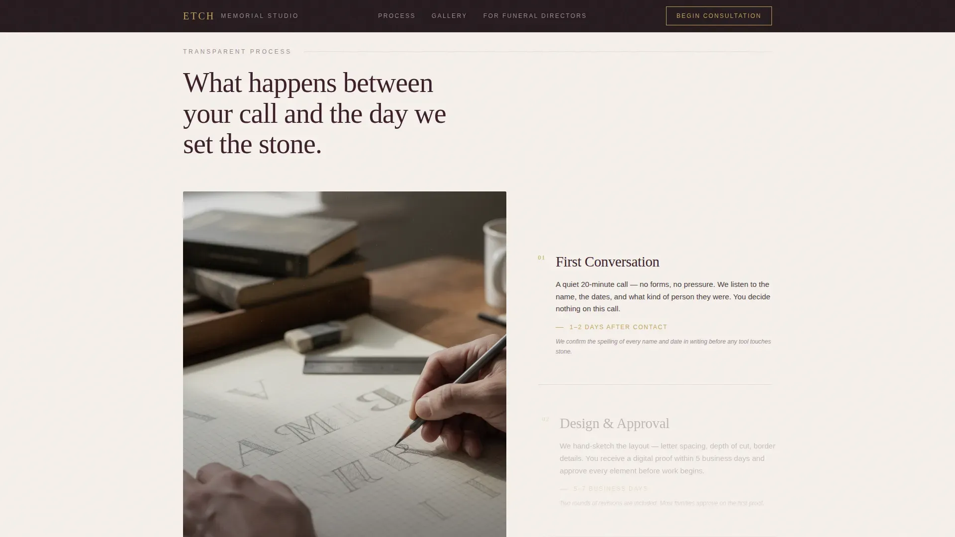 Memorial Stone Studio Landing Page Template