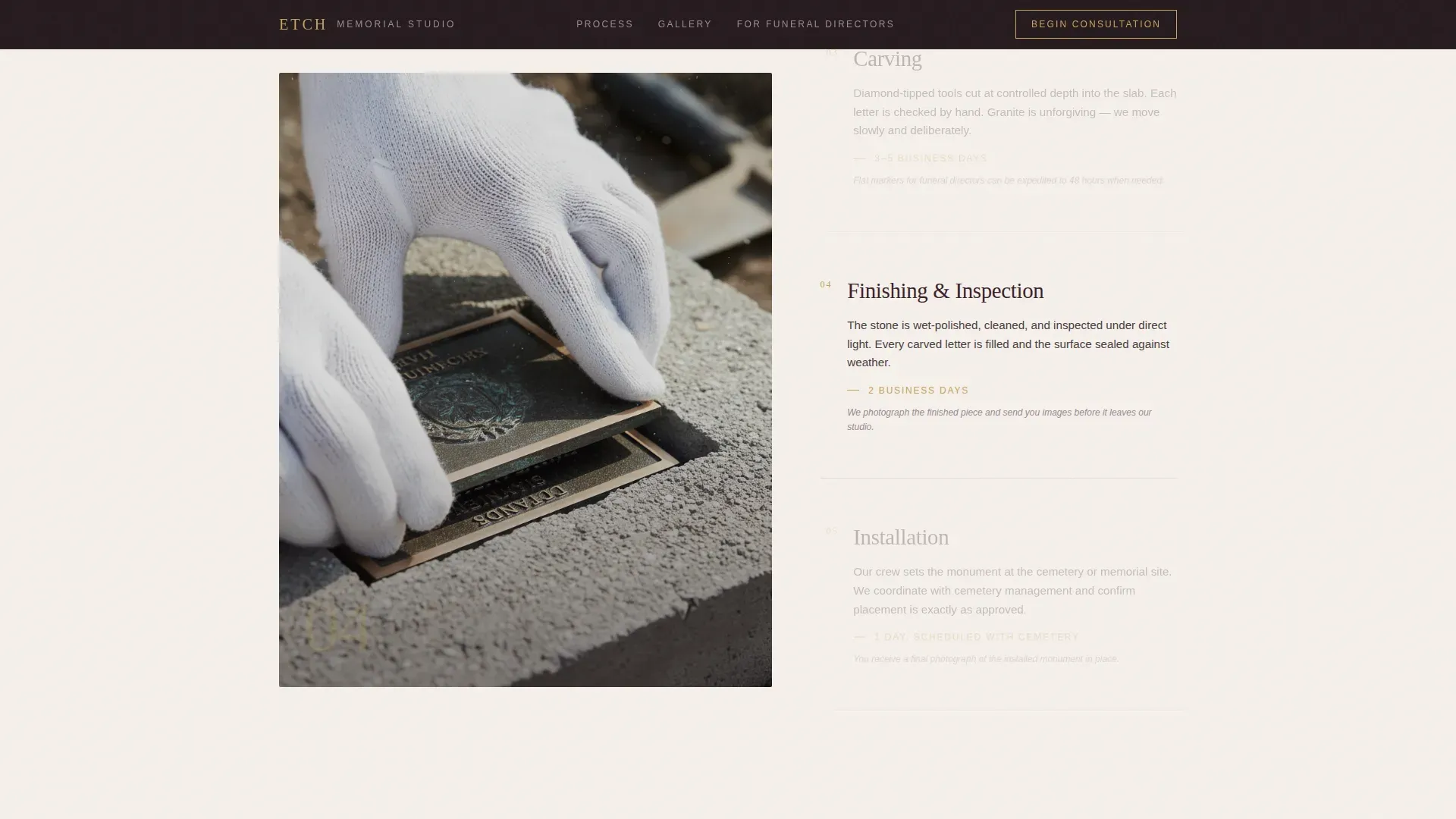 Memorial Stone Studio Landing Page Template