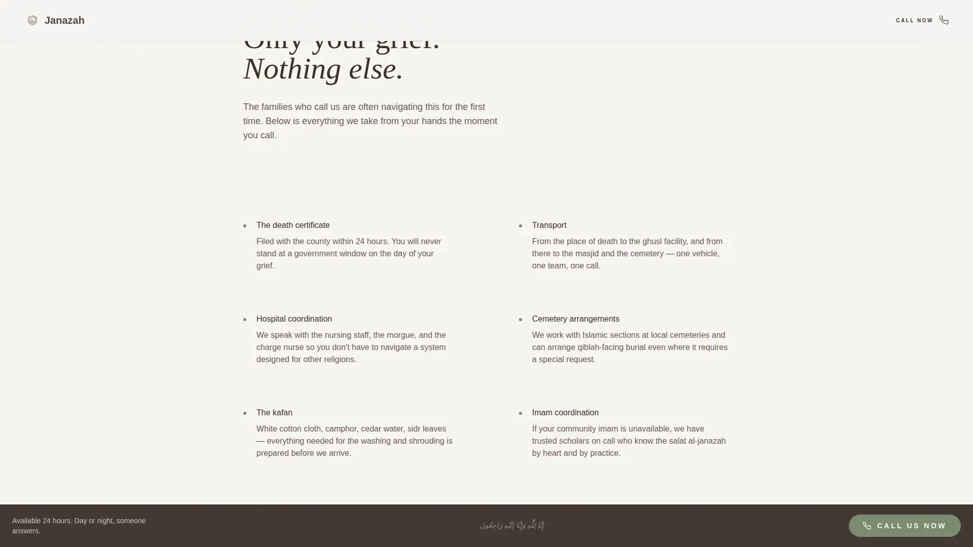 Islamic Funeral Care Landing Page Template