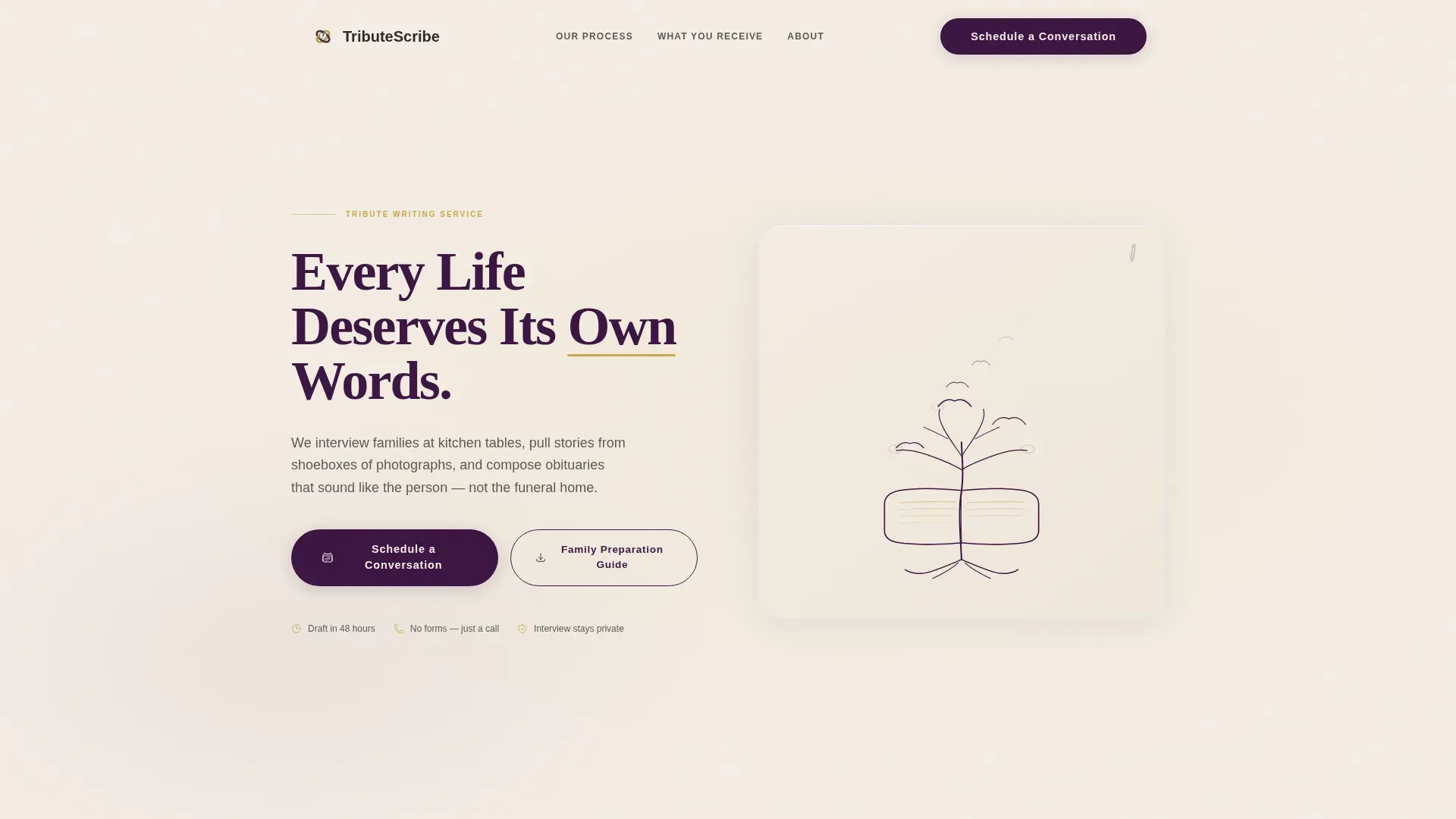 Obituary & Tribute Writing Landing Page Template