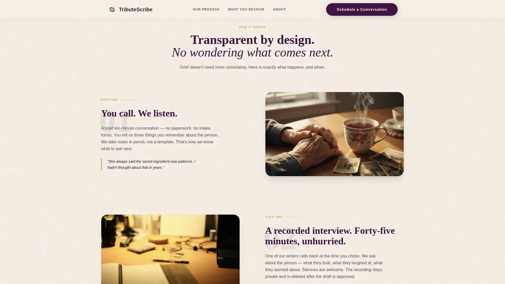 Obituary & Tribute Writing Landing Page Template