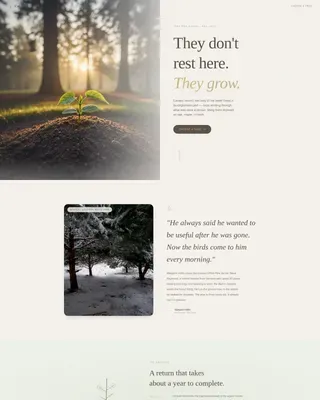 Tree Pod Burial Landing Page Template | Nature Memorial