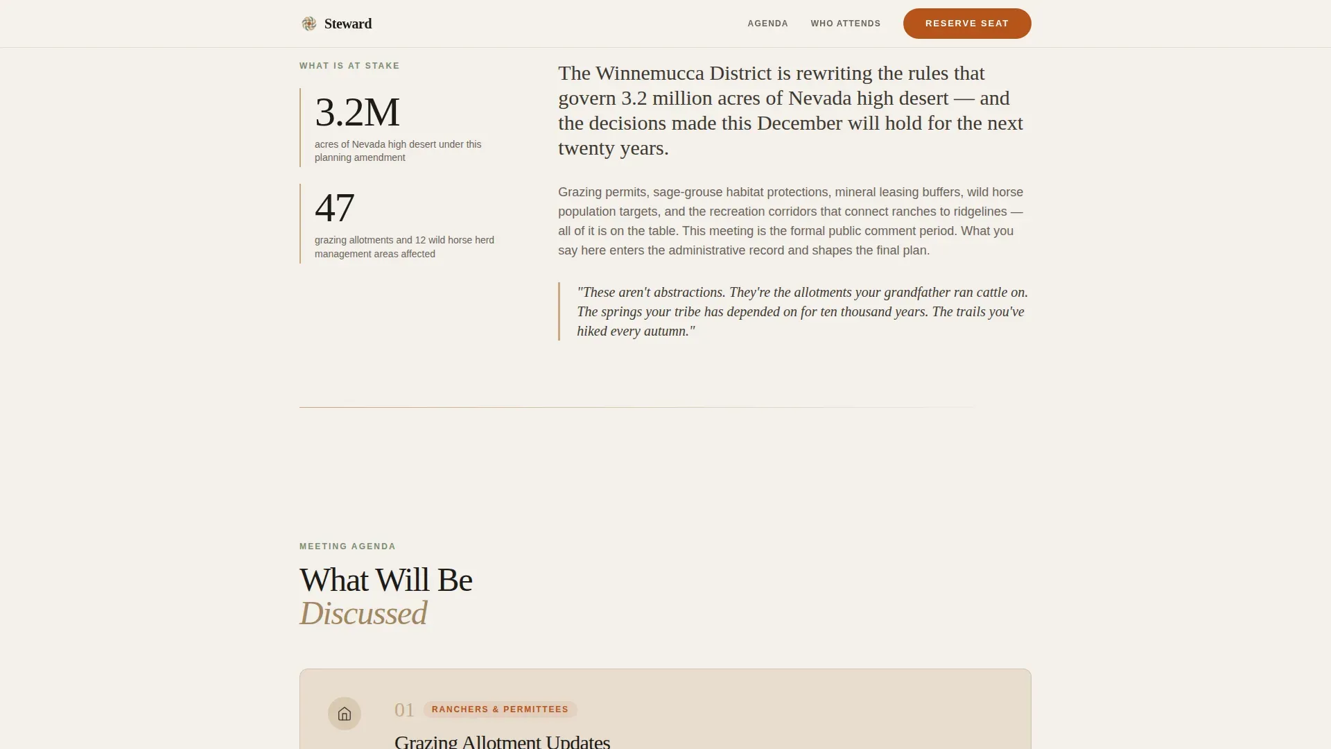 Community Hearth Land Management Event Landing Page