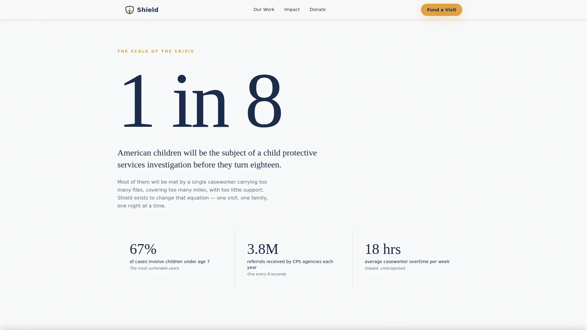 Child Protective Services Donation Landing Page