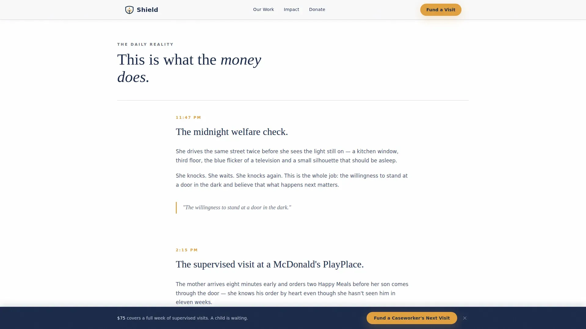 Child Protective Services Donation Landing Page