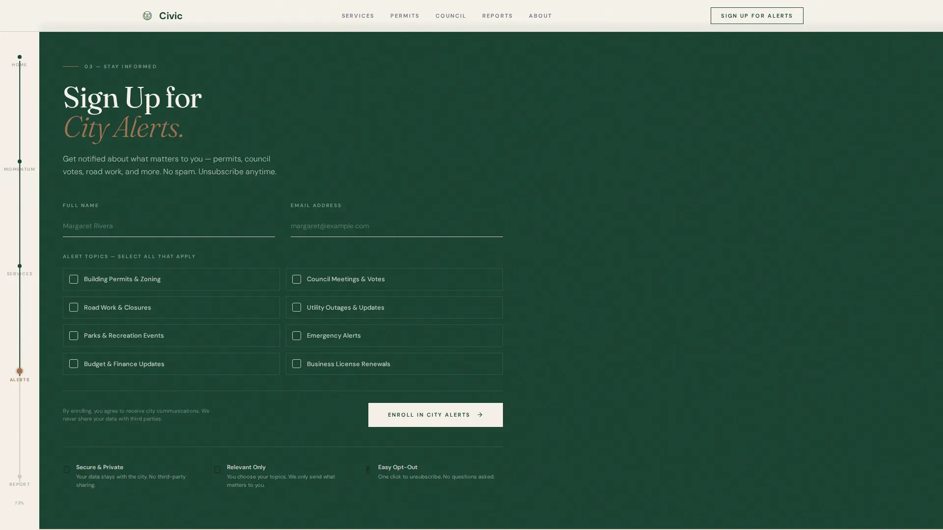City Services Landing Page Template with Sidebar