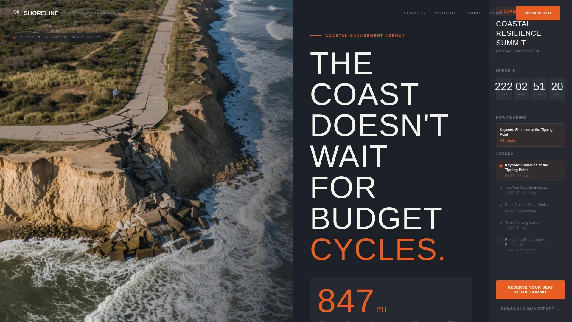 Coastal Resilience Summit Event Registration Landing Page