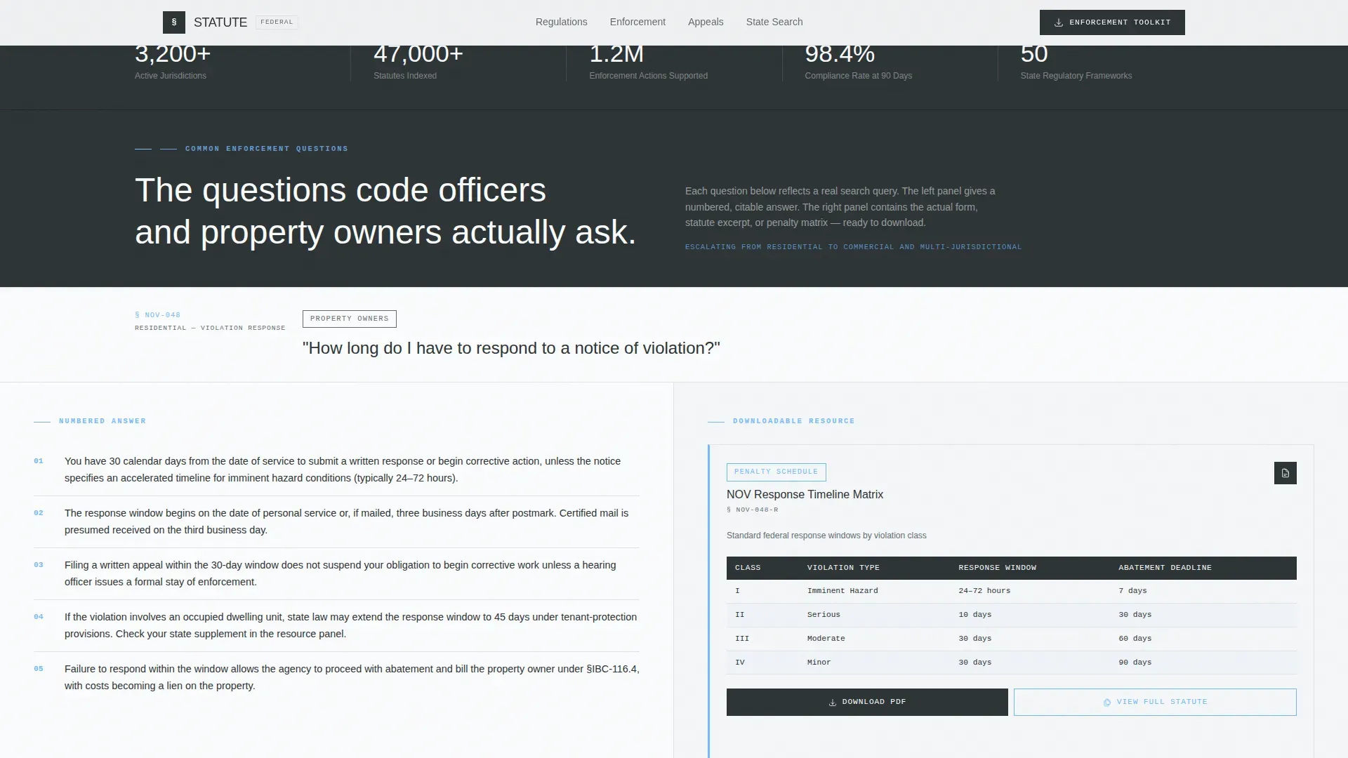 Federal Code Enforcement Agency Landing Page Template