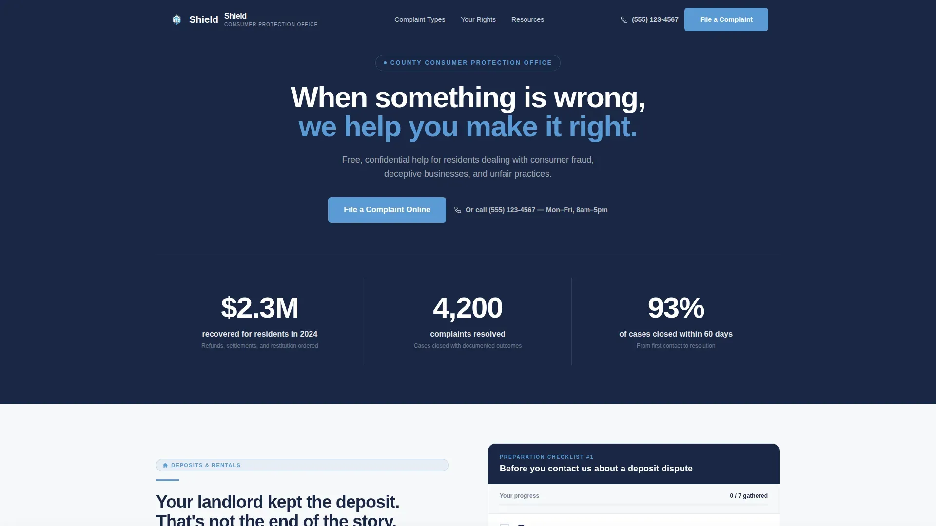 Consumer Protection Government Professional Website Template