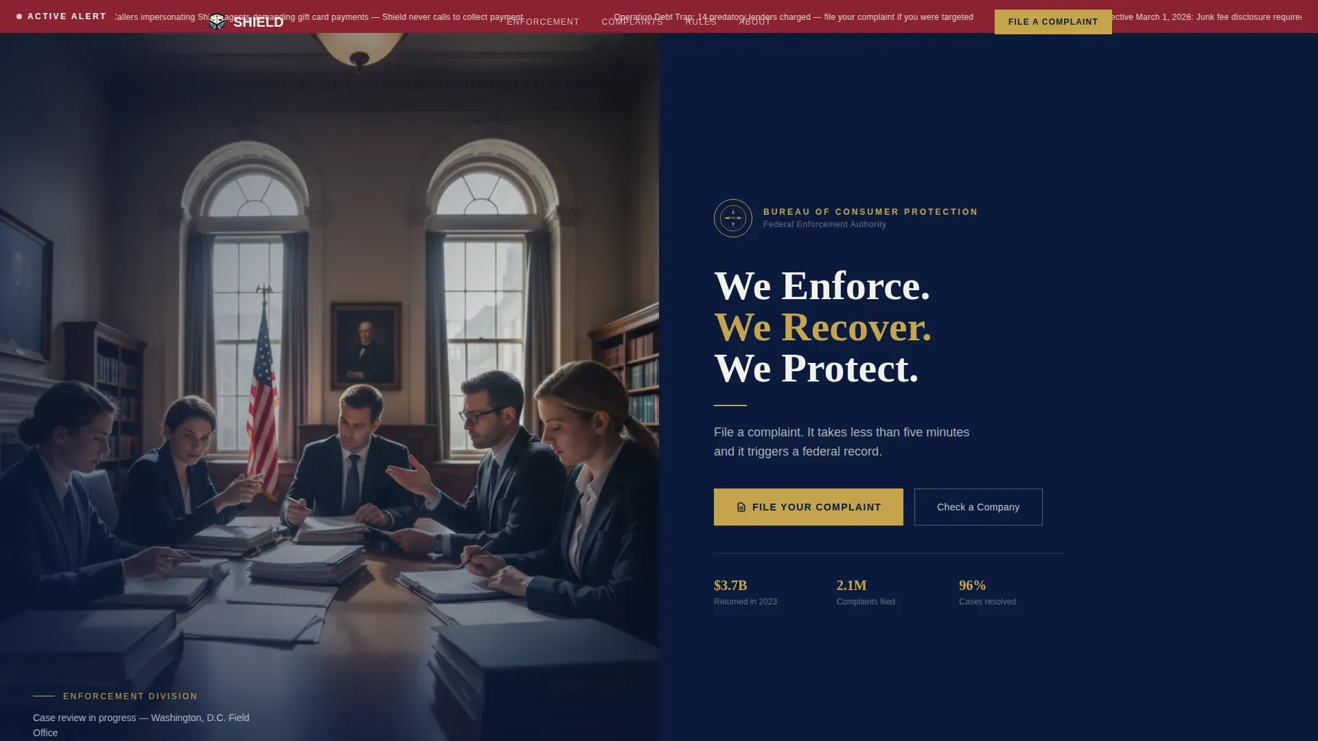 Federal Consumer Protection Agency Landing Page