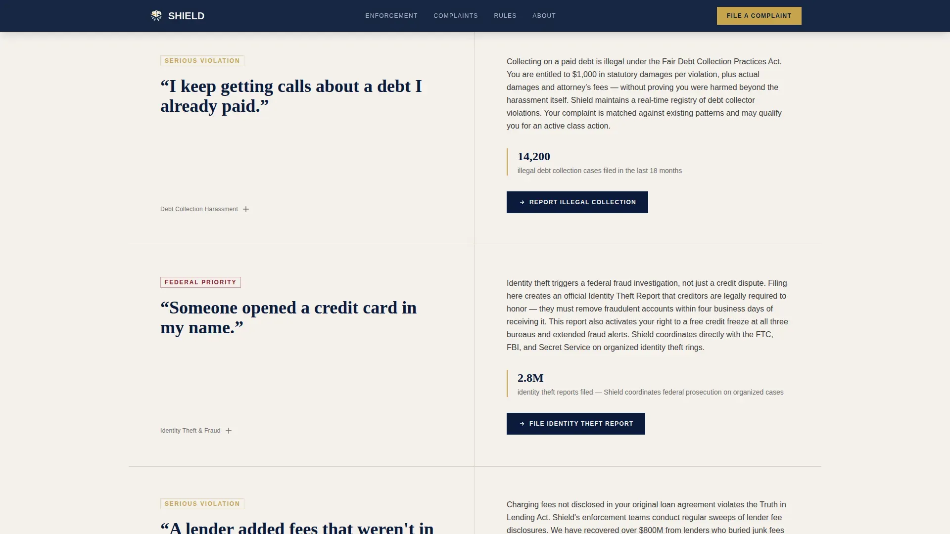 Federal Consumer Protection Agency Landing Page