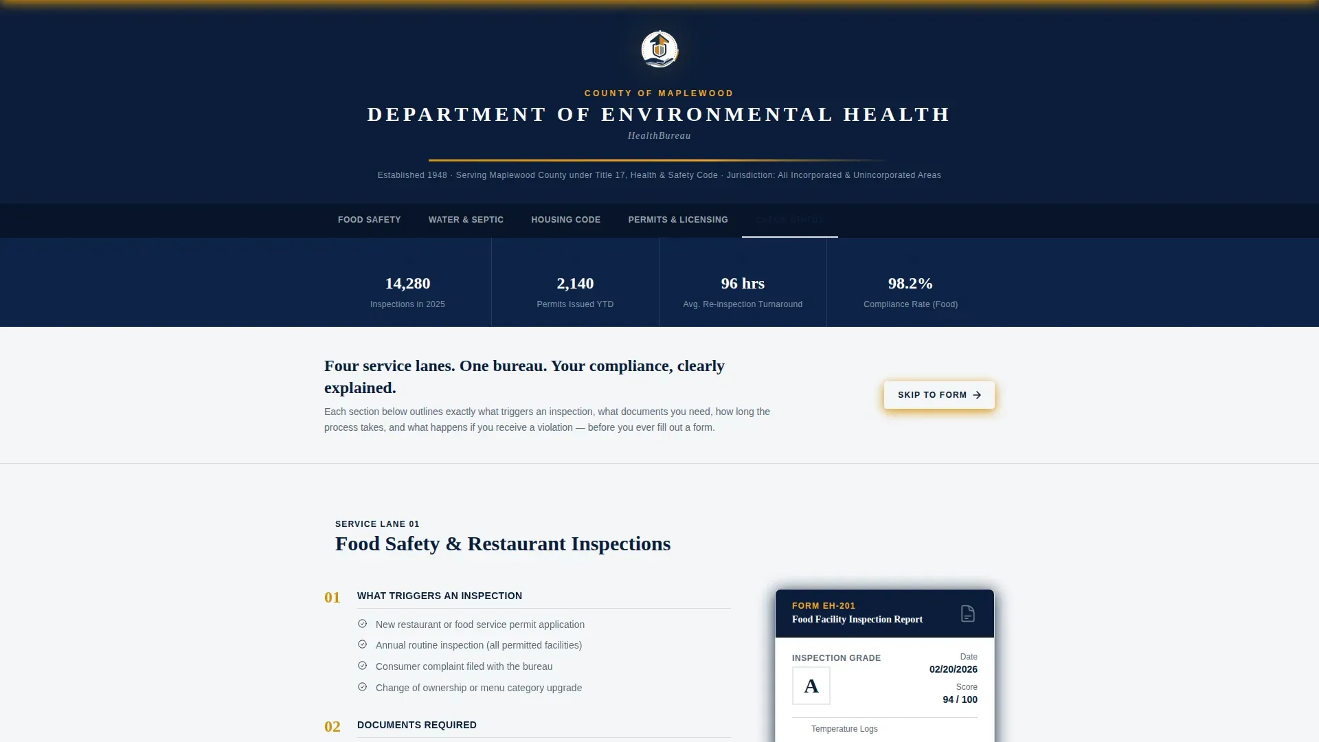 County Health Bureau Landing Page Template