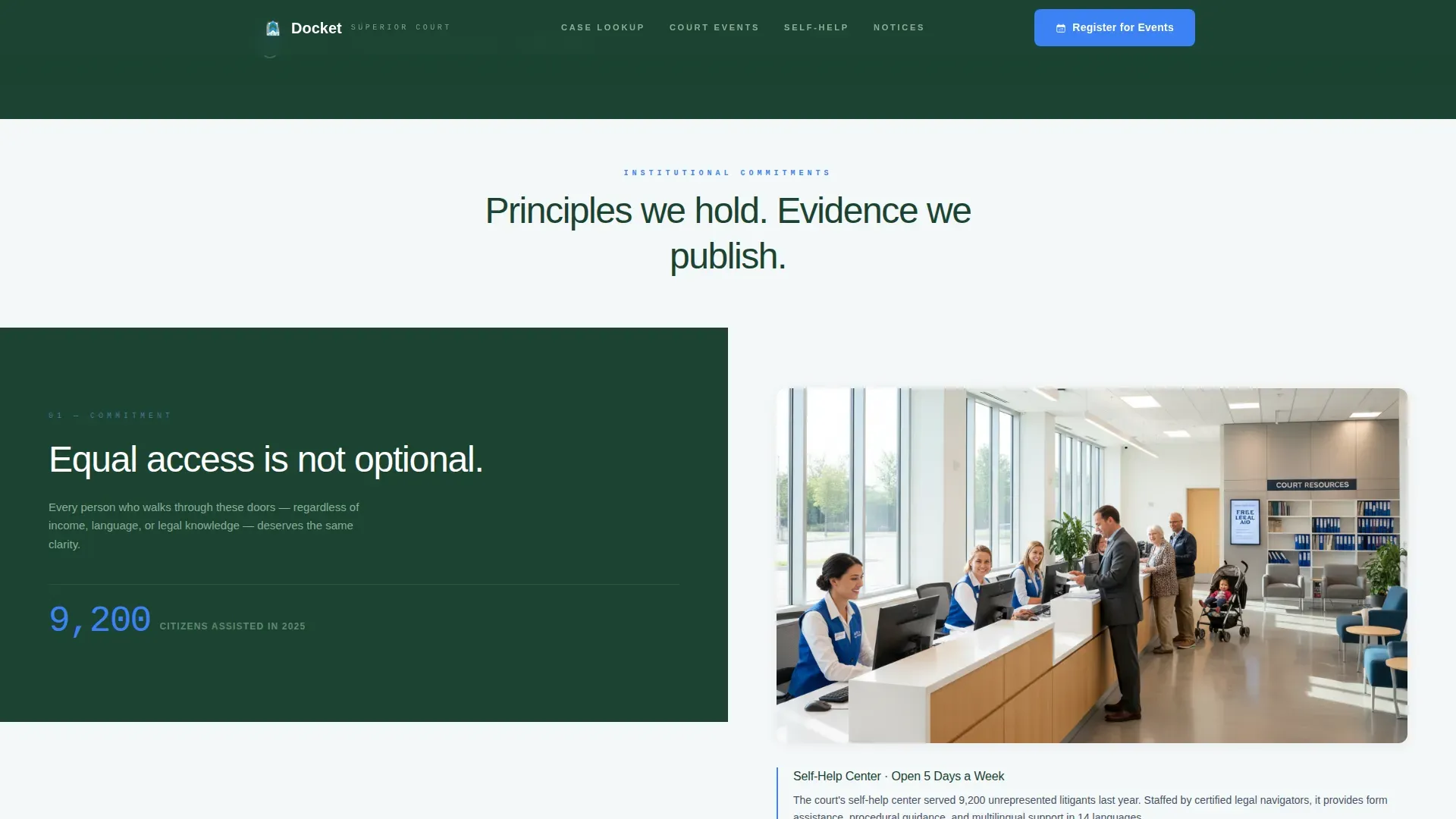Court System Landing Page Template for Government Portals