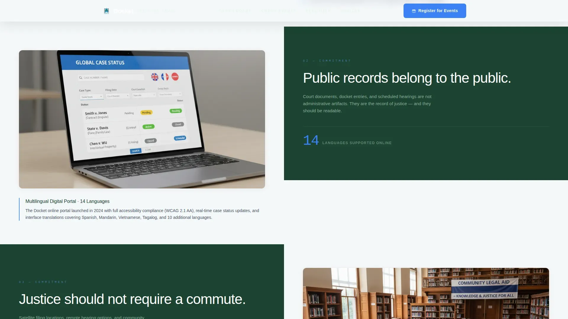 Court System Landing Page Template for Government Portals
