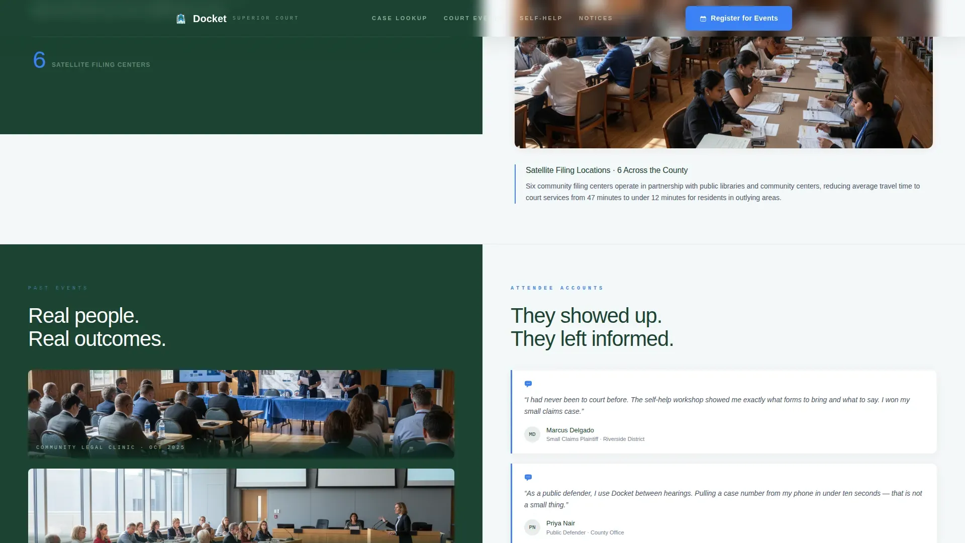 Court System Landing Page Template for Government Portals