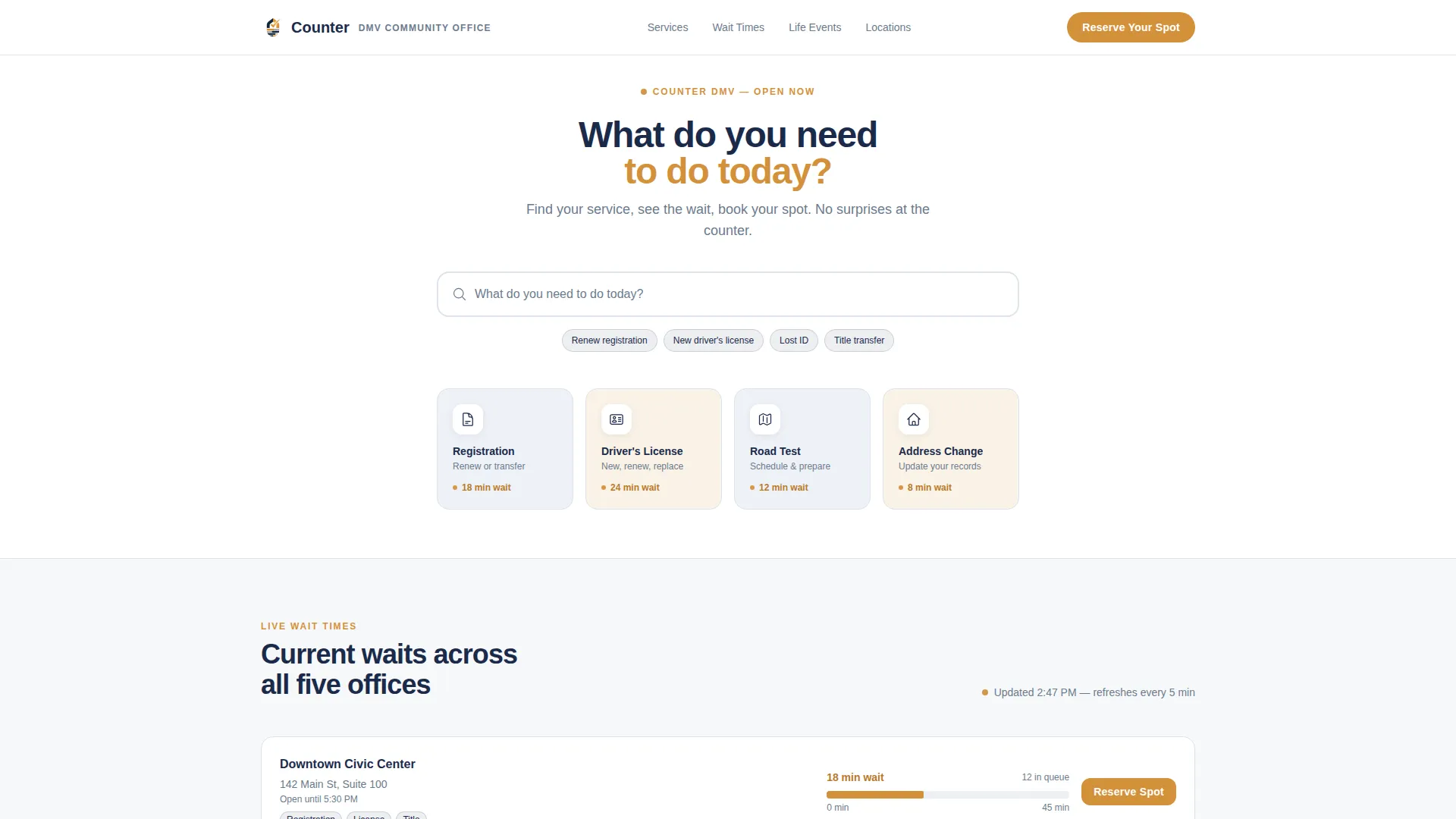 DMV Community Office Landing Page Template