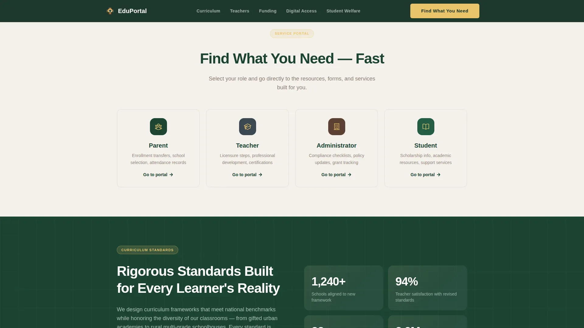 Education Department Landing Page Template