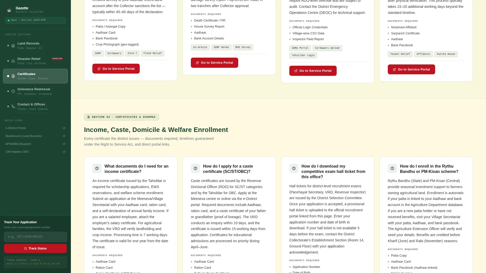 District Collector Office Landing Page Template