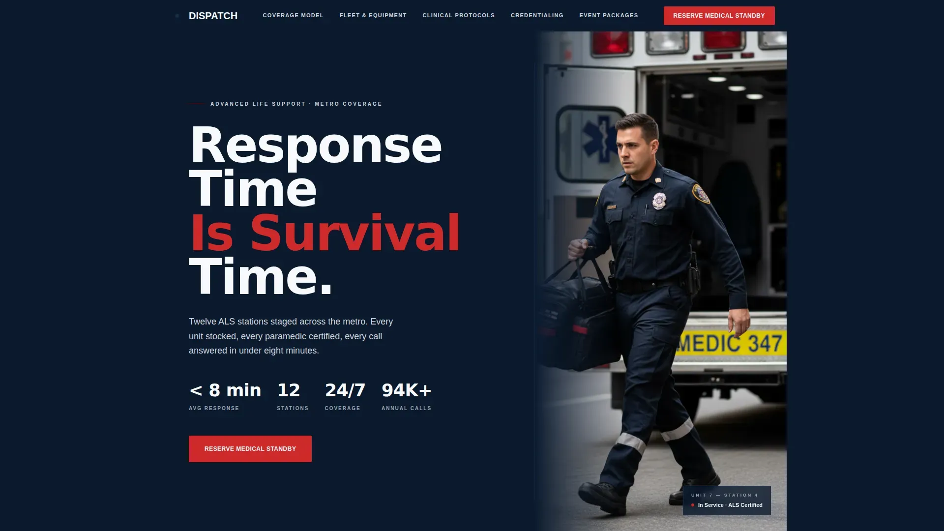 Precision EMS Ambulance Service Landing Page Template