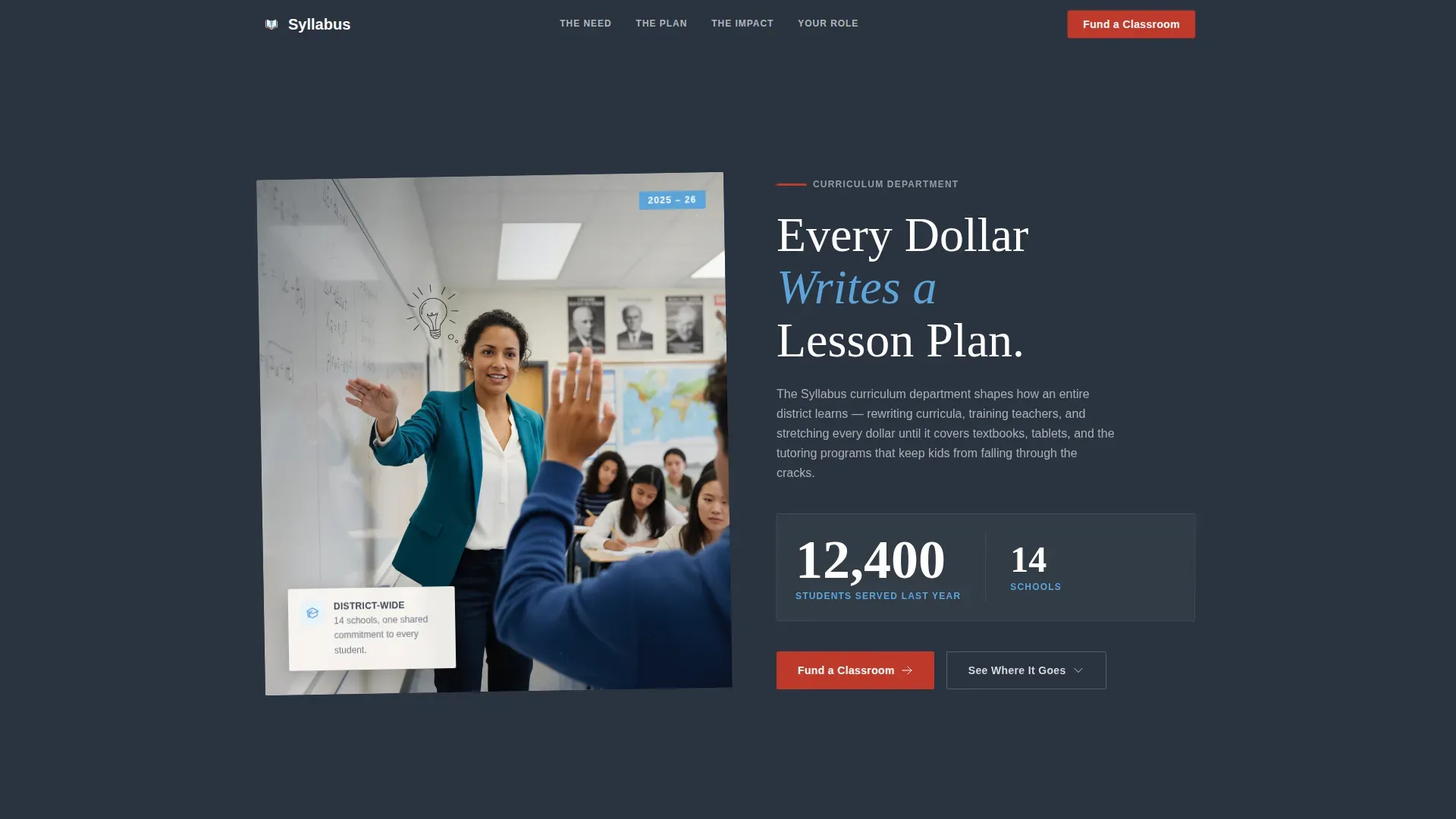 Education Department Fundraising Landing Page Template