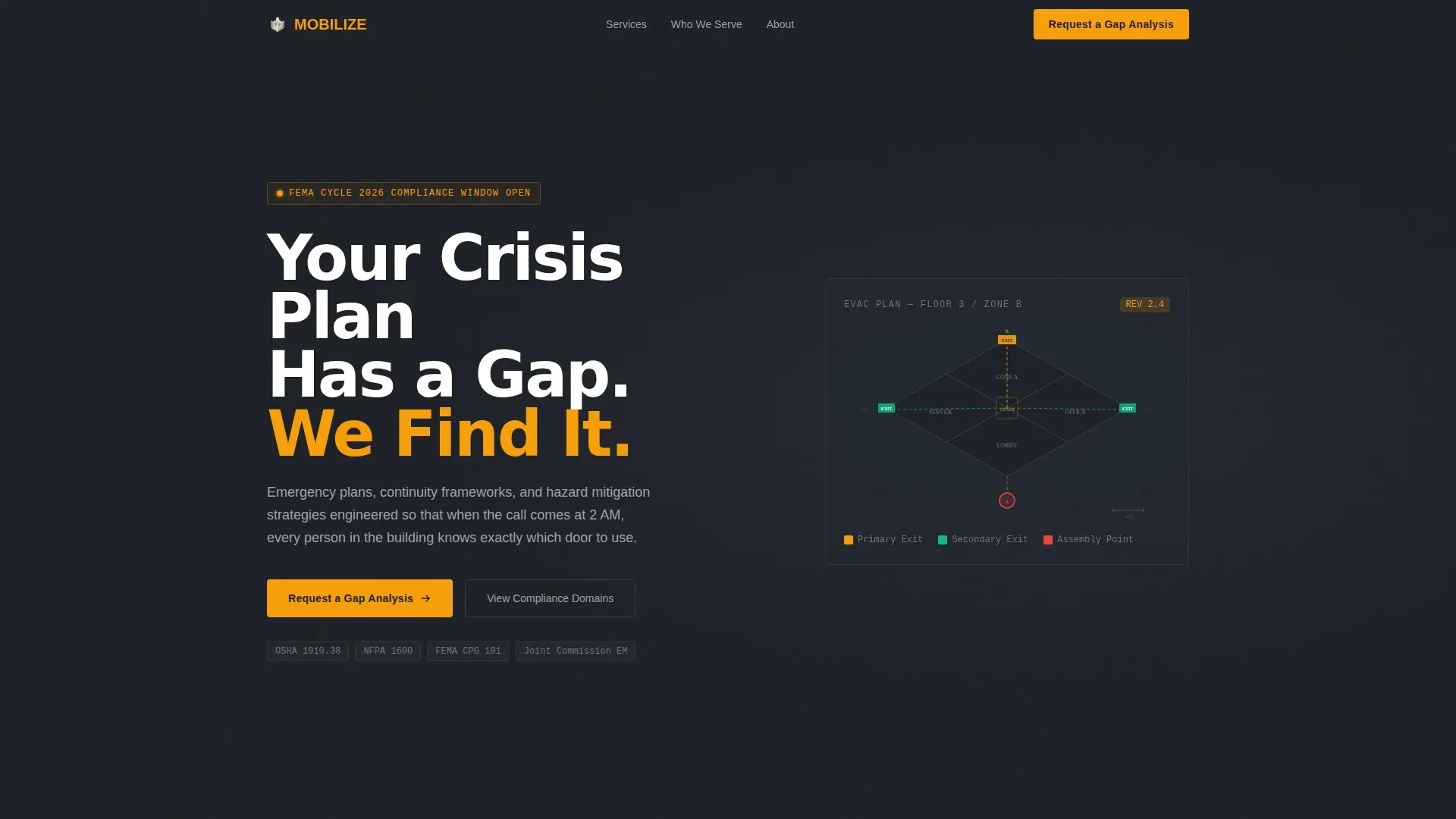 Emergency Management Consultancy Landing Page