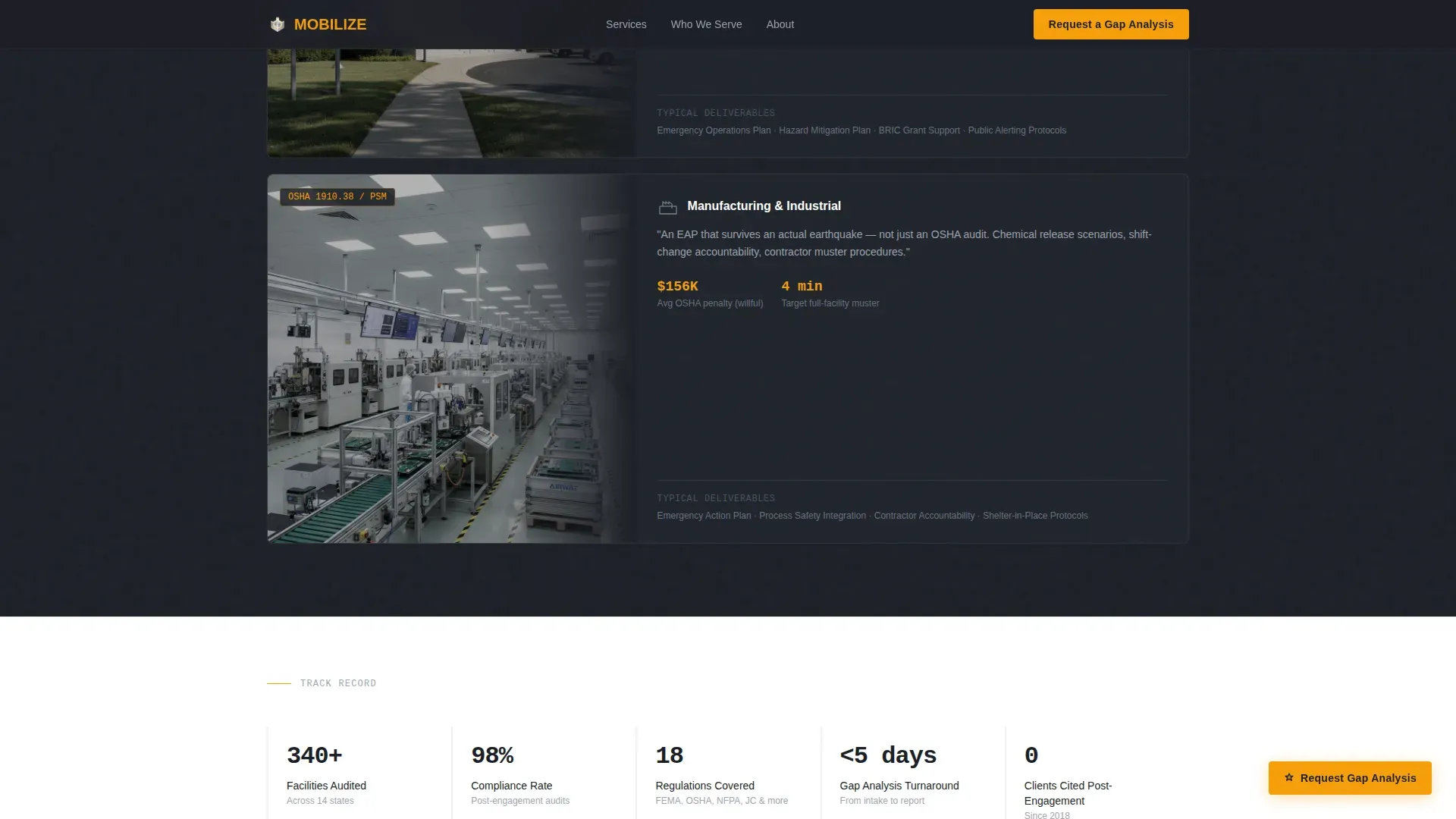 Emergency Management Consultancy Landing Page