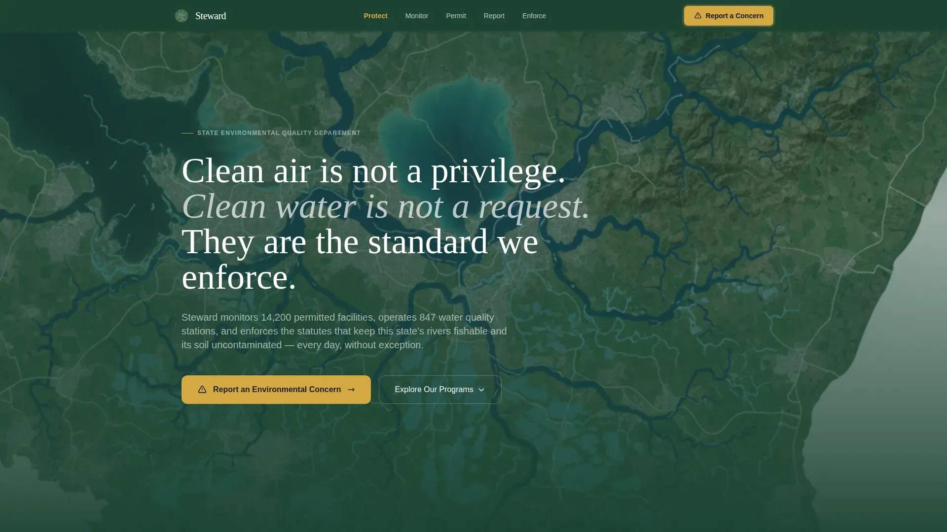 Environmental Quality Government Landing Page Template