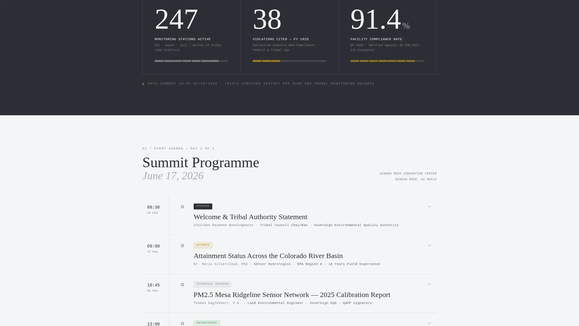 Tribal Environmental Compliance Summit Landing Page