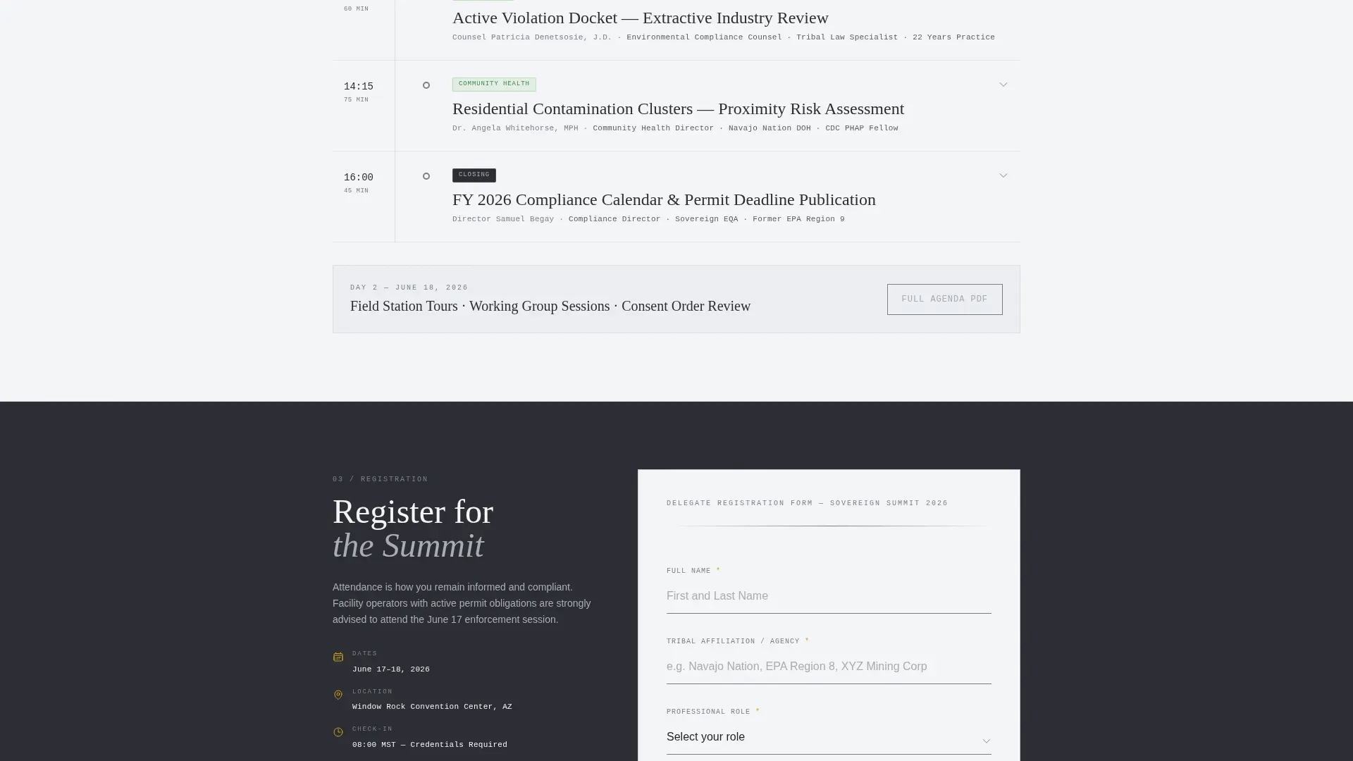 Tribal Environmental Compliance Summit Landing Page