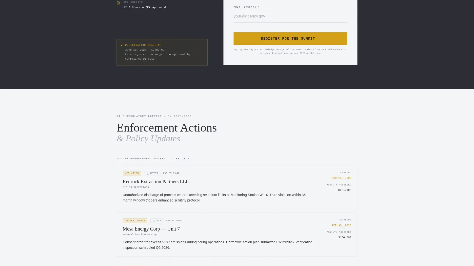 Tribal Environmental Compliance Summit Landing Page