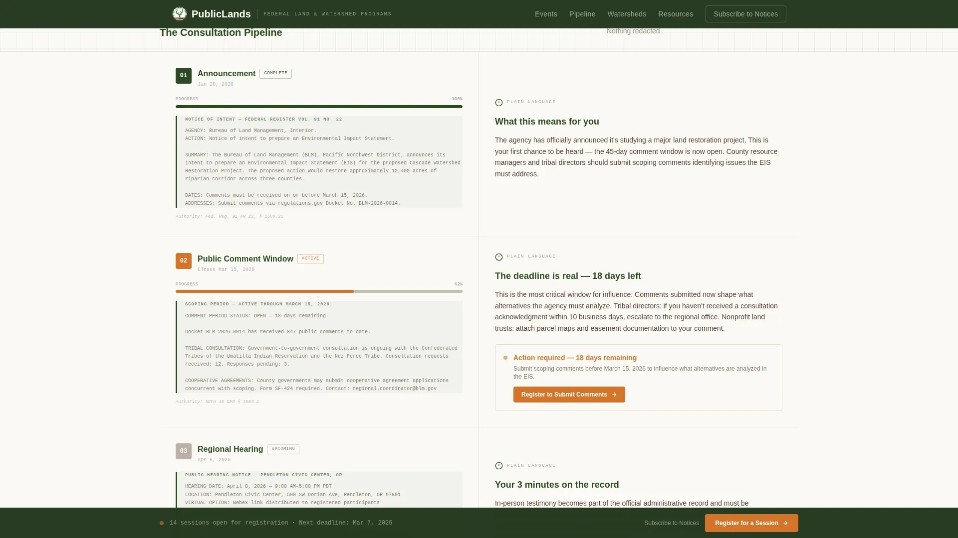 Public Lands Consultation Landing Page Template